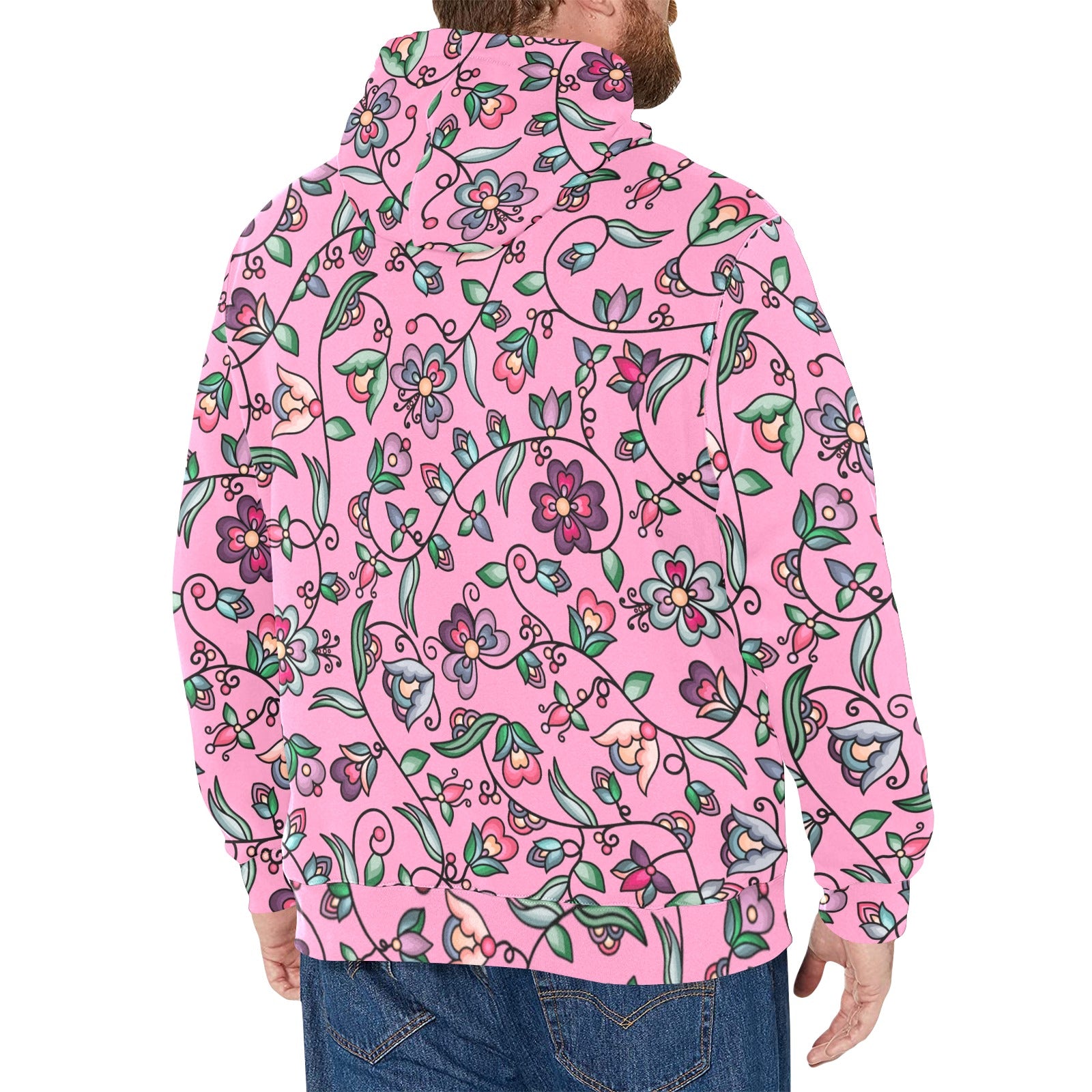 Amber Evening Garland Pink Men's Long Sleeve Fleece Hoodie
