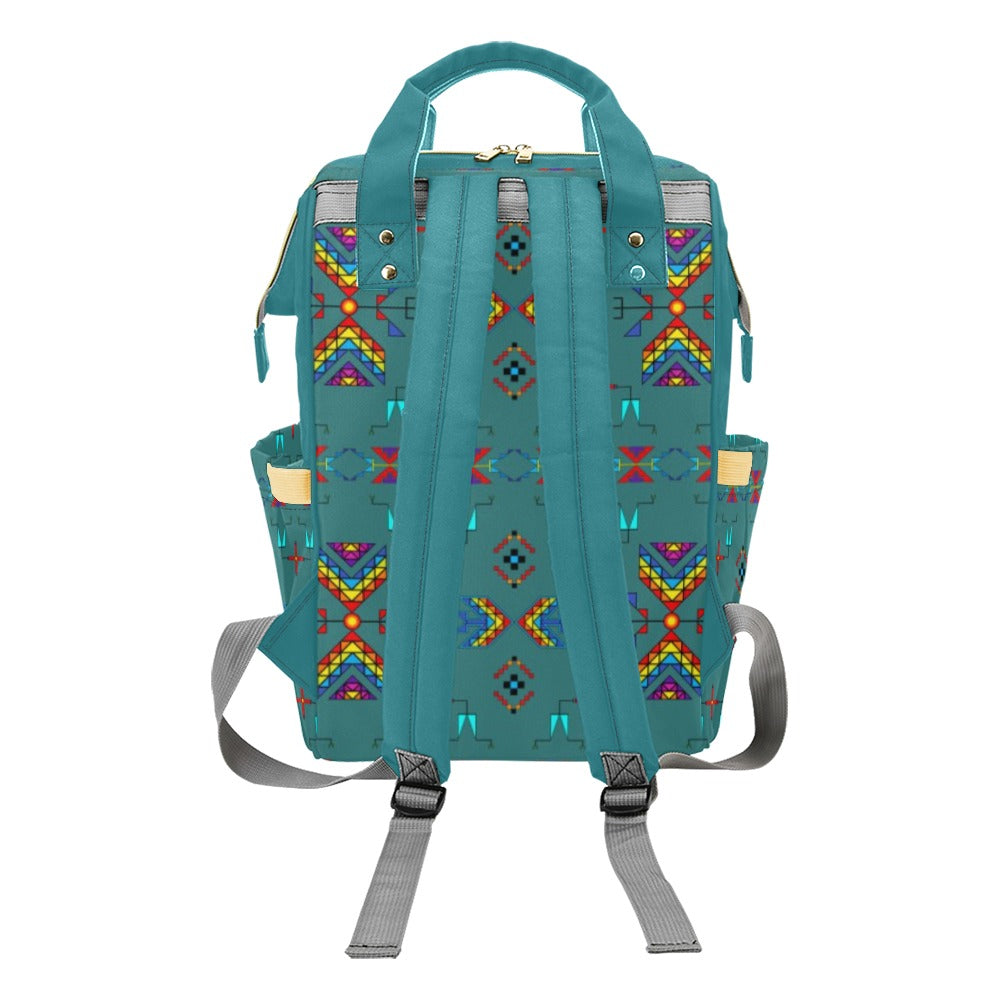 Rainy Chief Rainbow Teal Sky Multi-Function Diaper Backpack/Diaper Bag