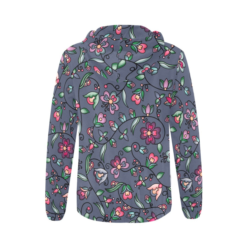 Amber Evening Garland Blue Full Zip Hoodie for Women