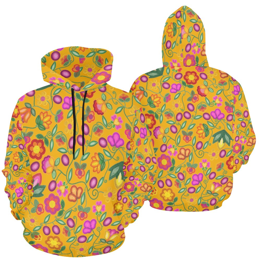 Boreal Bounty Yellow All Over Print Hoodie for Women (USA Size)