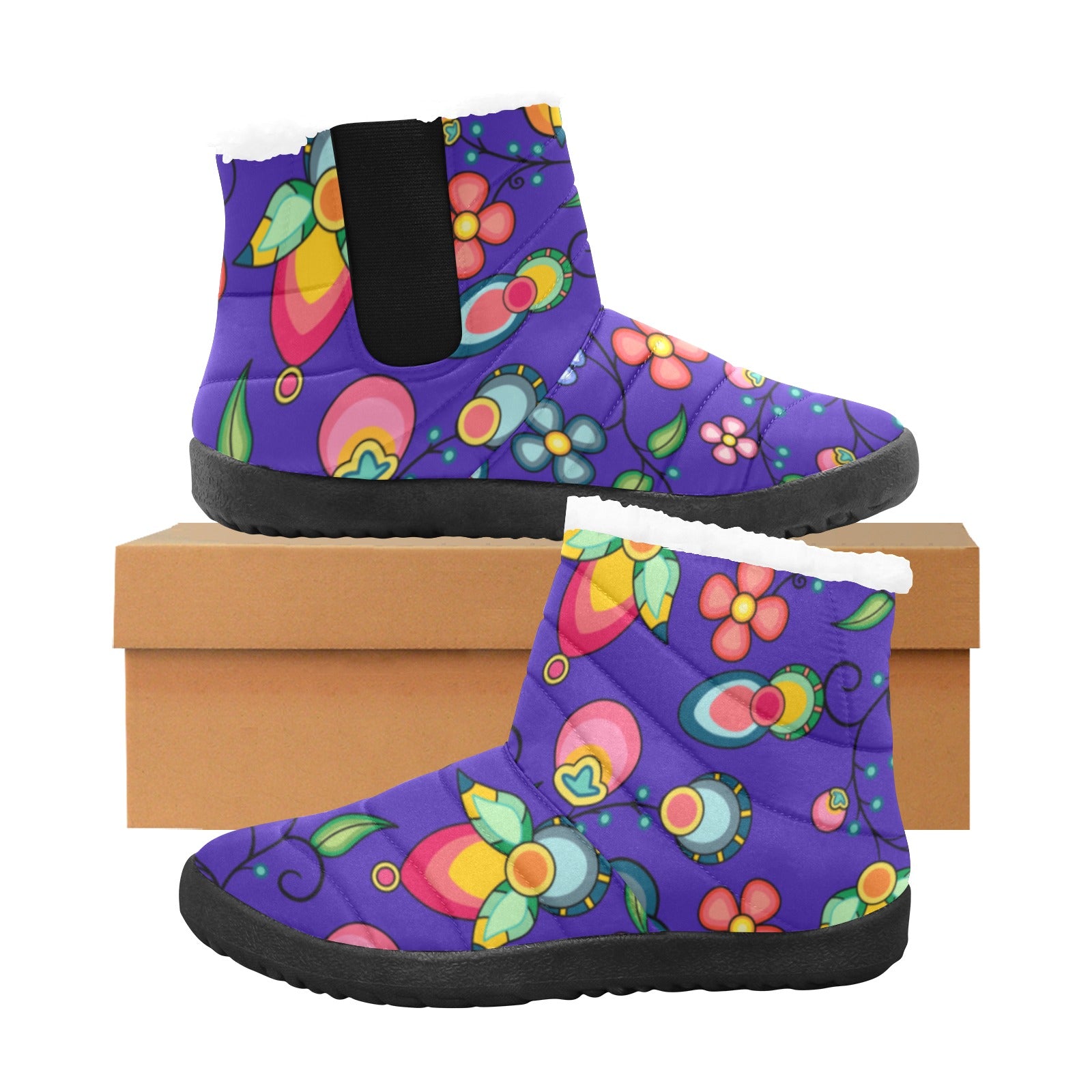 Floral Bounty Blue Men's Padded Winter Boot