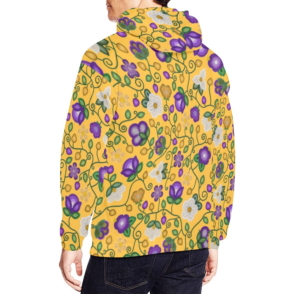 Midnight Moss Bloom Yellow Hoodie for Men (USA Size)