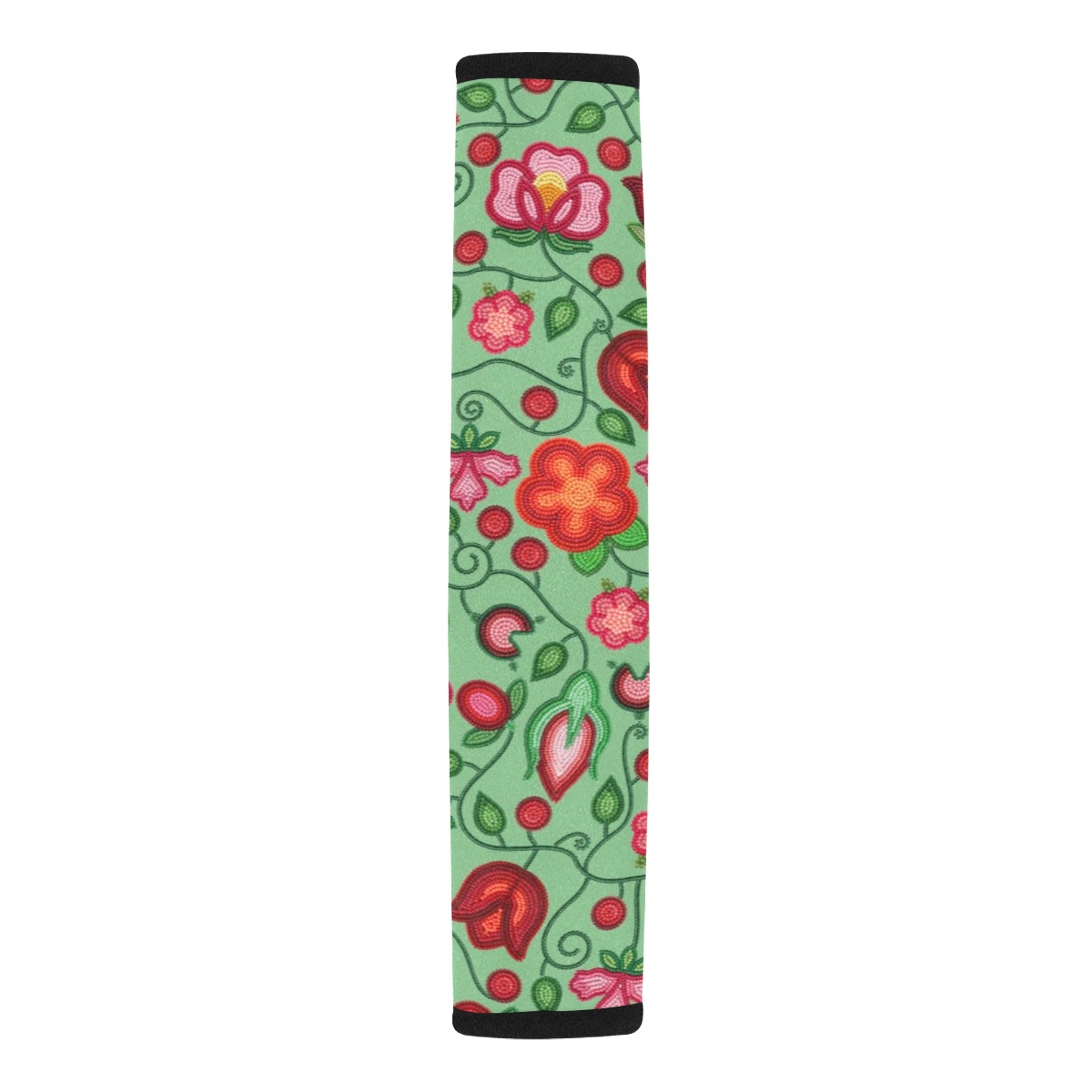 Rose Reverie Green Car Seat Belt Cover 7''x12.6'' (Pack of 2)