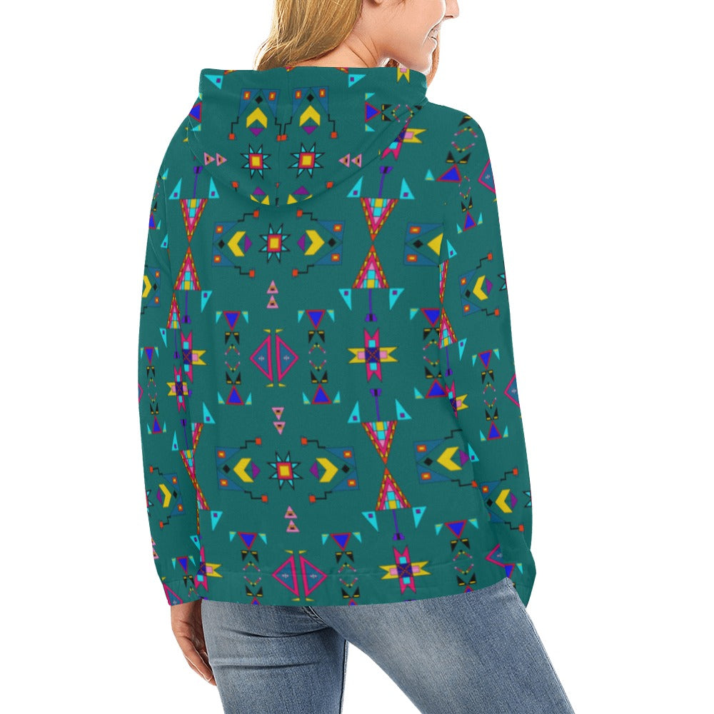 Enemy Territory Teal Hoodie for Women (USA Size)
