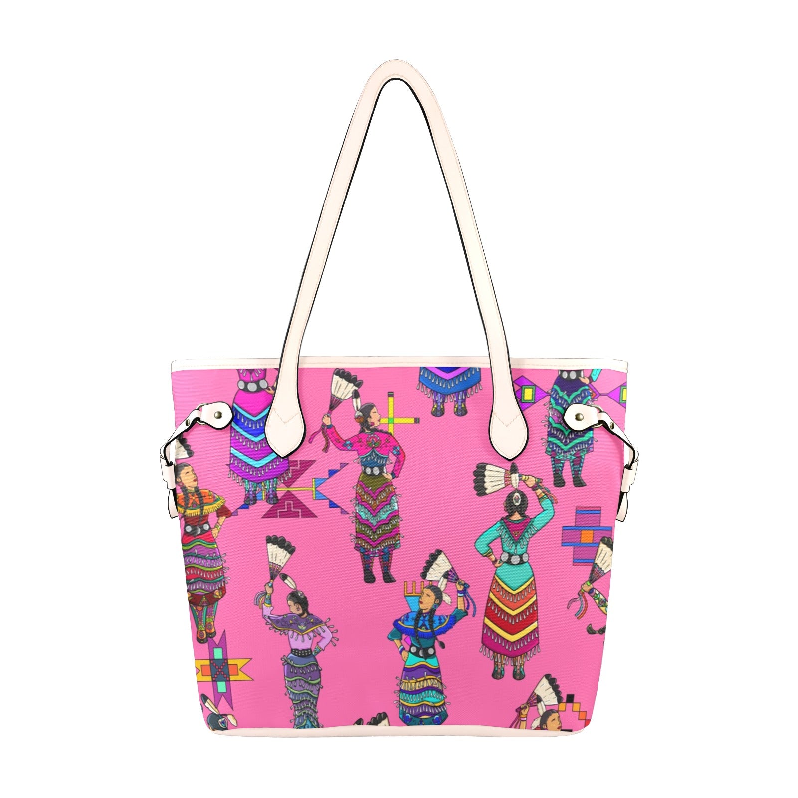 Women's Jingle Dancers Pink Clover Canvas Tote Bag