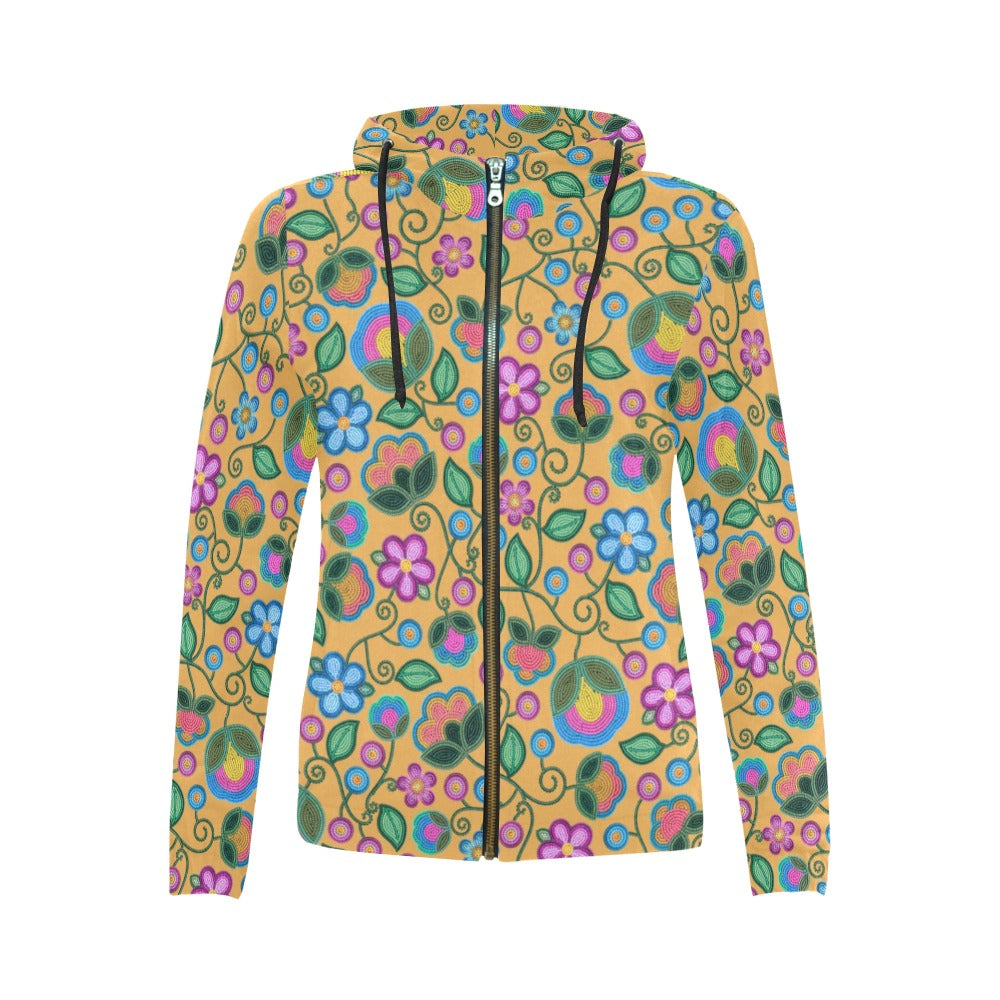 Turquoise Sunbeam Yellow Full Zip Hoodie for Women
