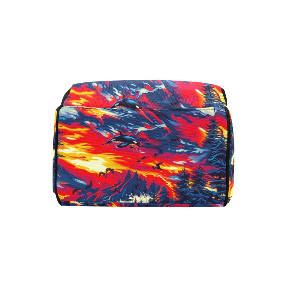 Killer Whales in the Bay Multi-Function Diaper Backpack/Diaper Bag