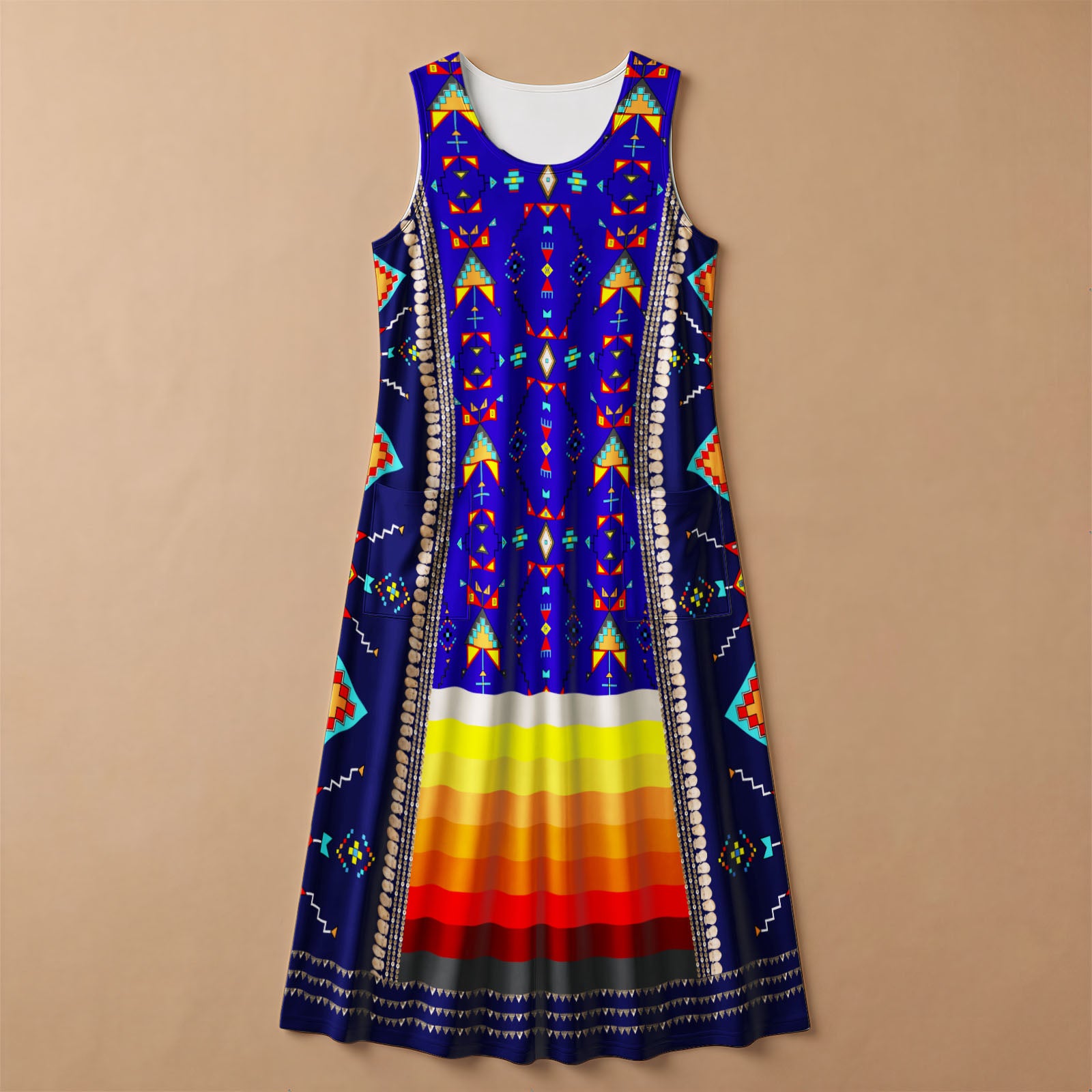 Sentinel of the Plains Navy 1 Women's Sleeveless Long Dress