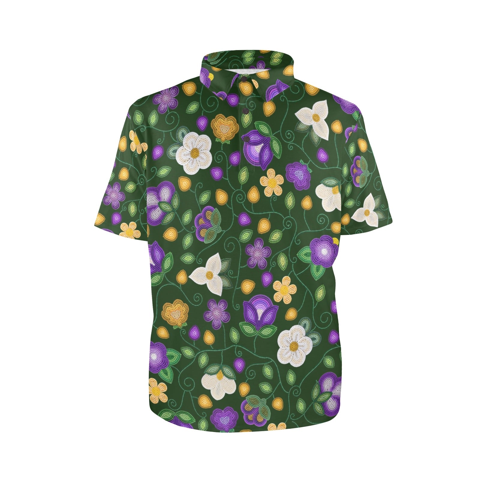 Midnight Moss Bloom Forest Polo Shirt
