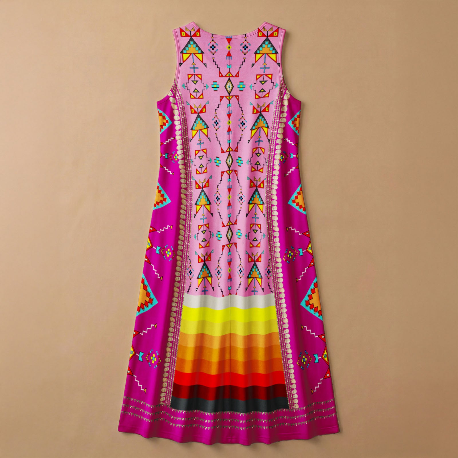 Sentinel of the Plains Pink 2 Women's Sleeveless Long Dress