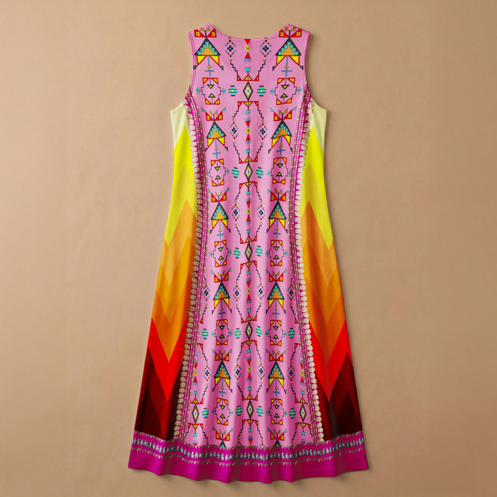 Sentinel of the Plains Pink 2 Women's Sleeveless Long Dress