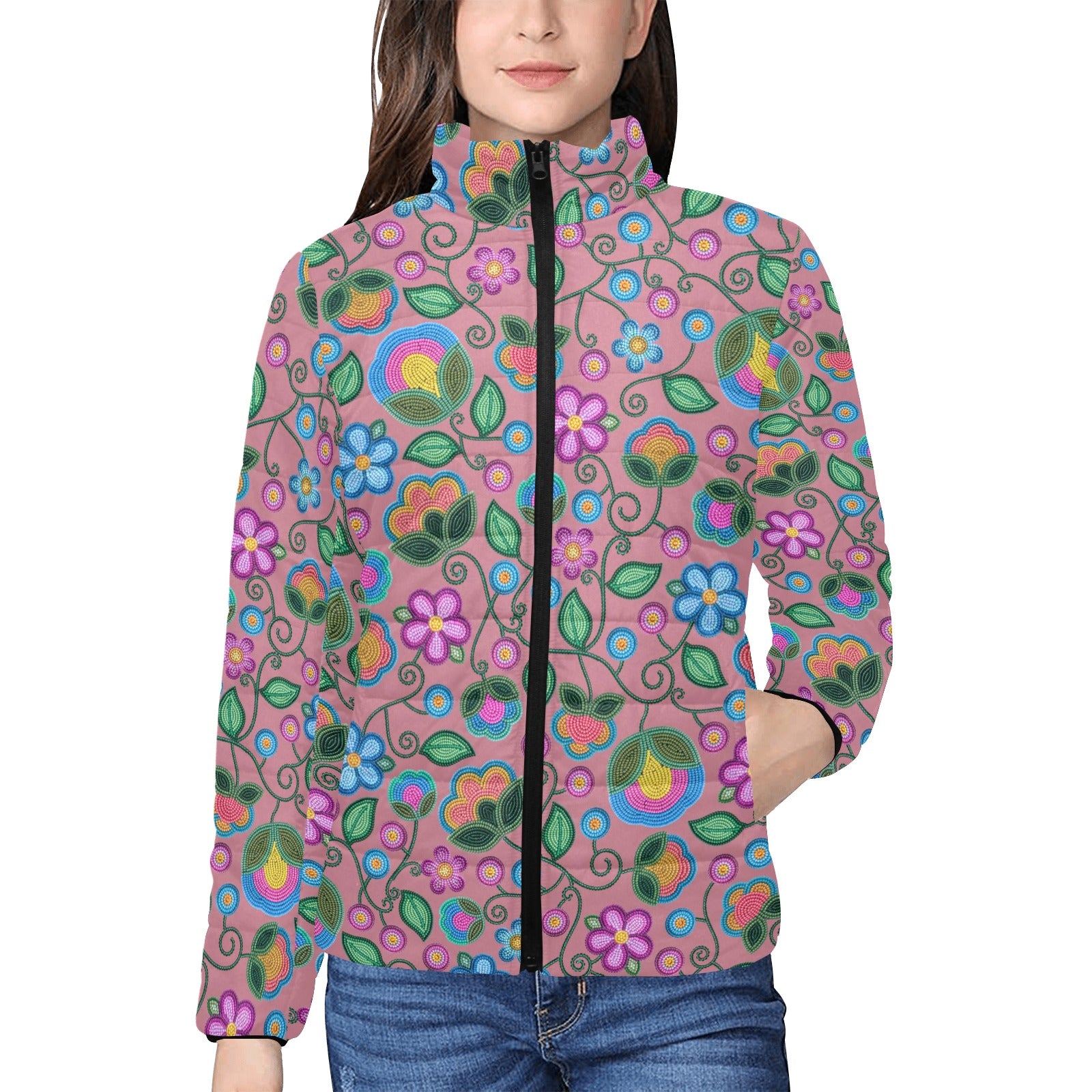 Turquoise Sunbeam Peach Women's Stand Collar Padded Jacket