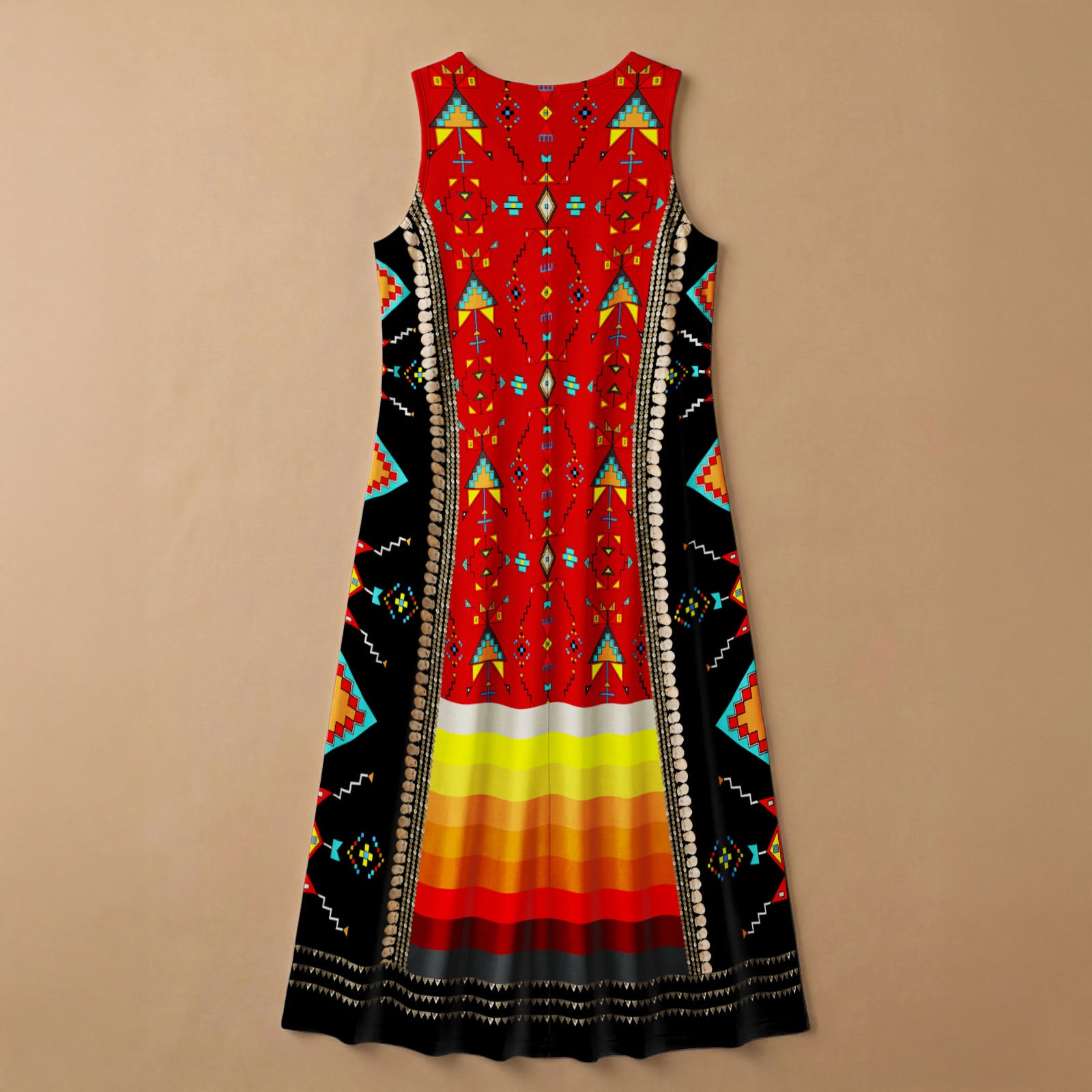 Sentinel of the Plains Red 1 Women's Sleeveless Long Dress