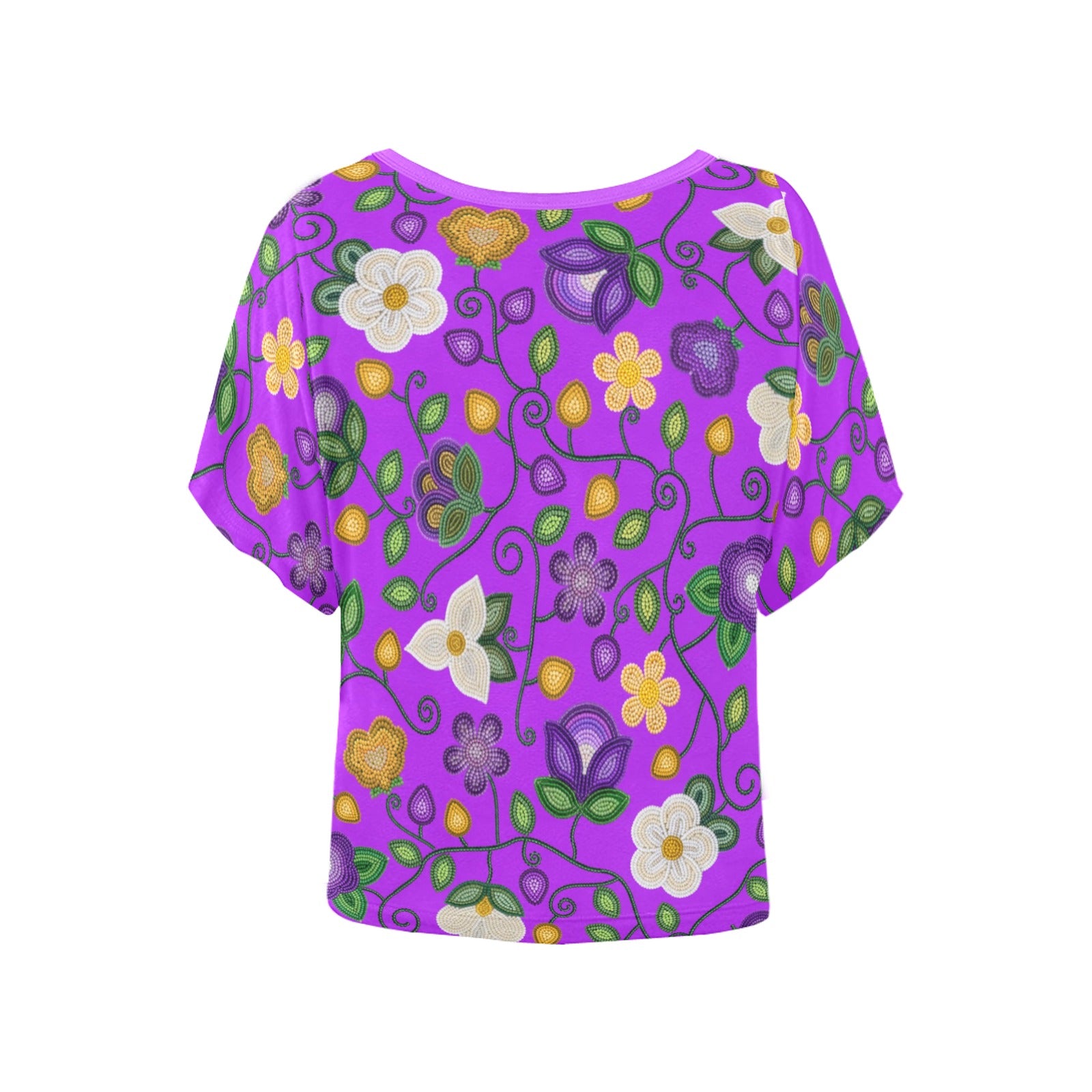 Midnight Moss Bloom Purple Women's Batwing-Sleeved Blouse T-shirt