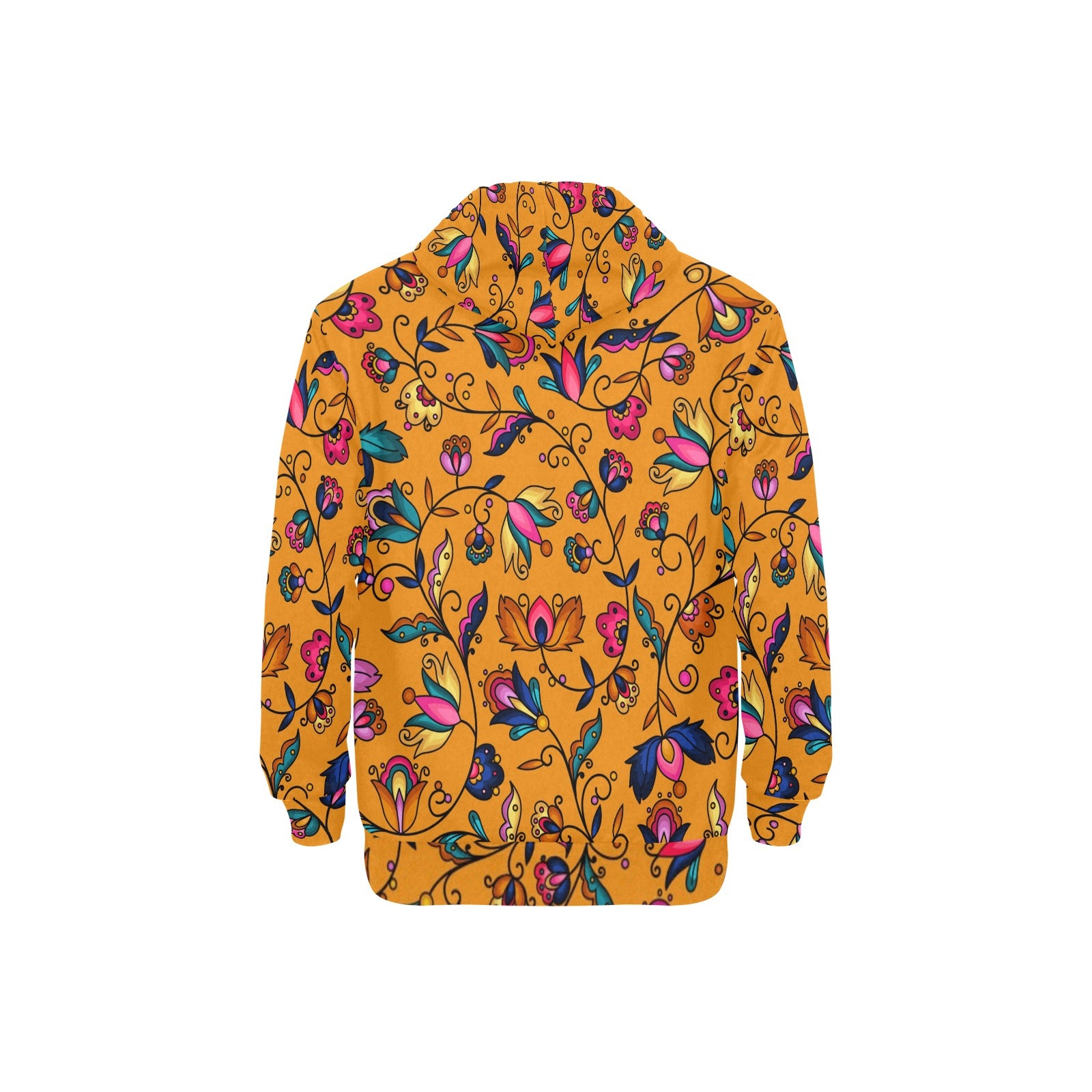 Copper Prairie Petals Orange Men's Long Sleeve Fleece Hoodie