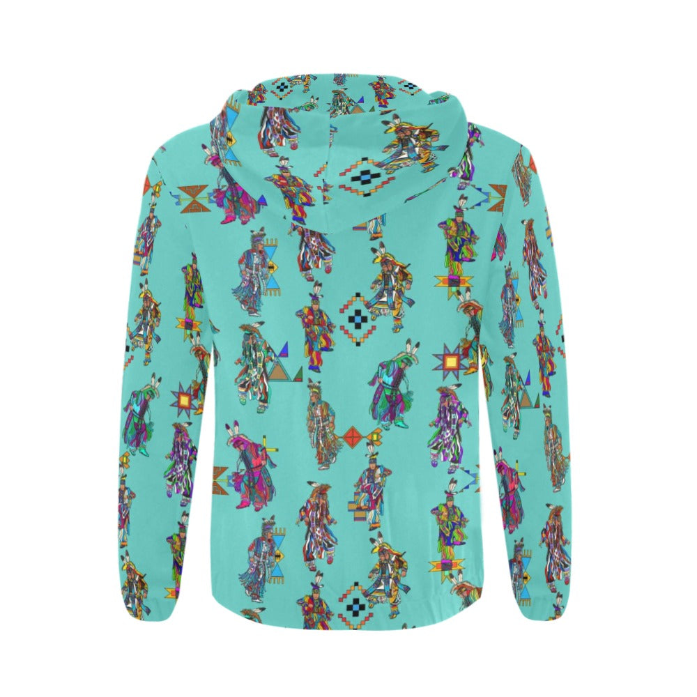 Men's Grass Dancers Eggshell Blue Men's Zipper Hoodie