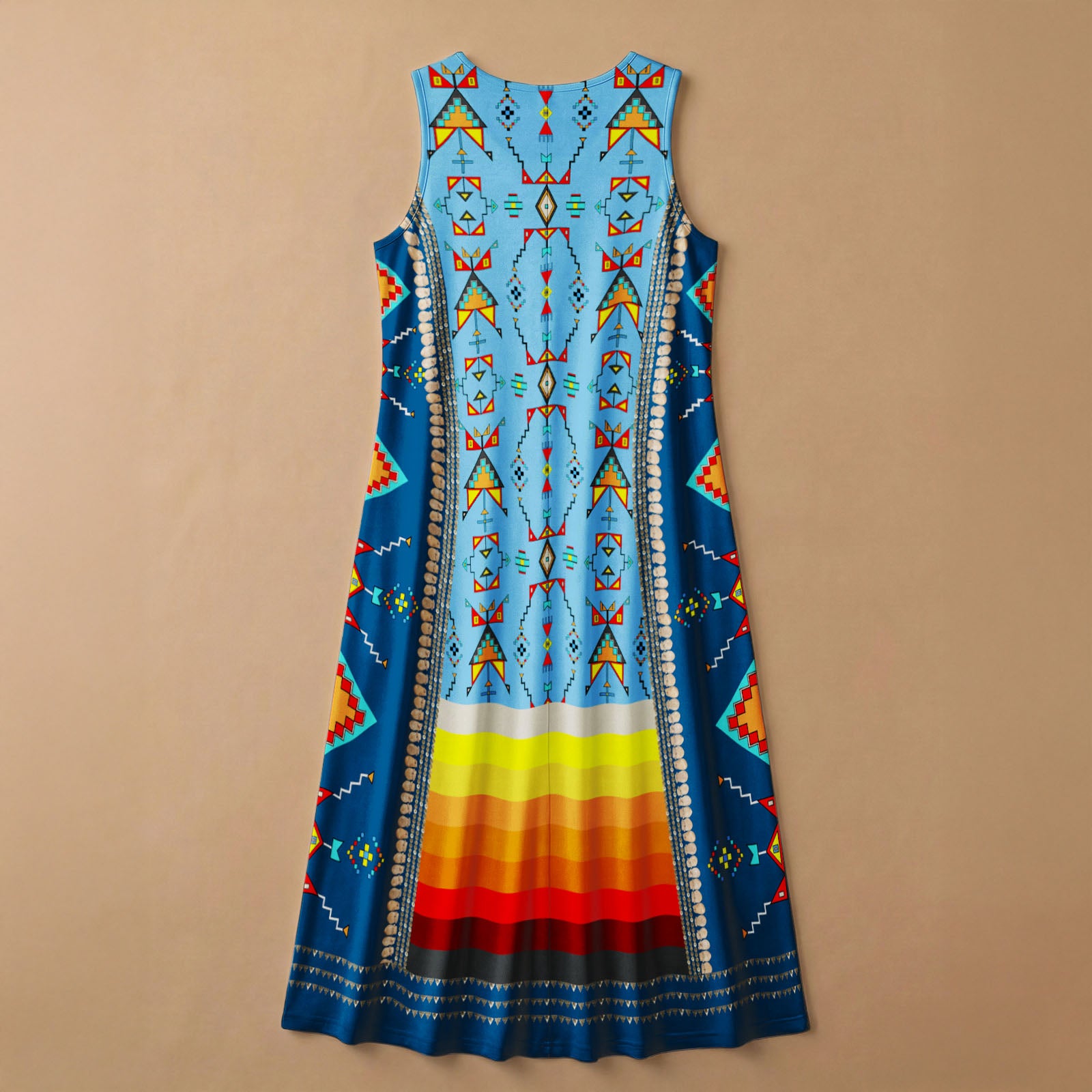 Sentinel of the Plains Turquoise 1 Women's Sleeveless Long Dress