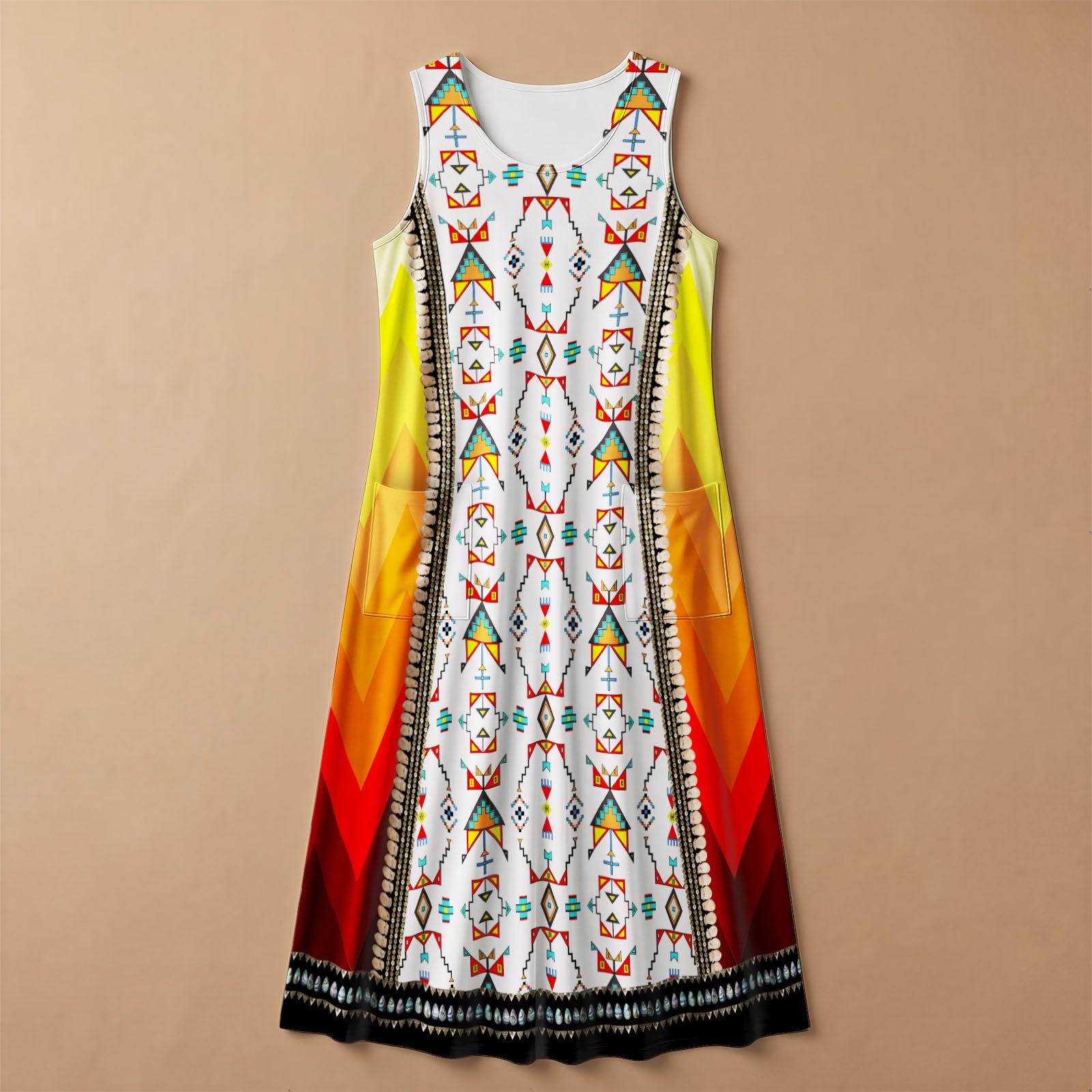 Sentinel of the Plains White 2 Women's Sleeveless Long Dress