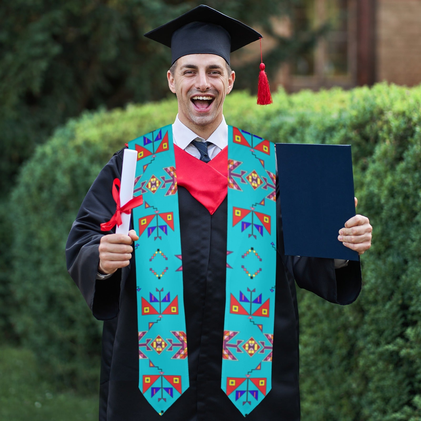 Scattered Generations Turquoise Graduation Stole