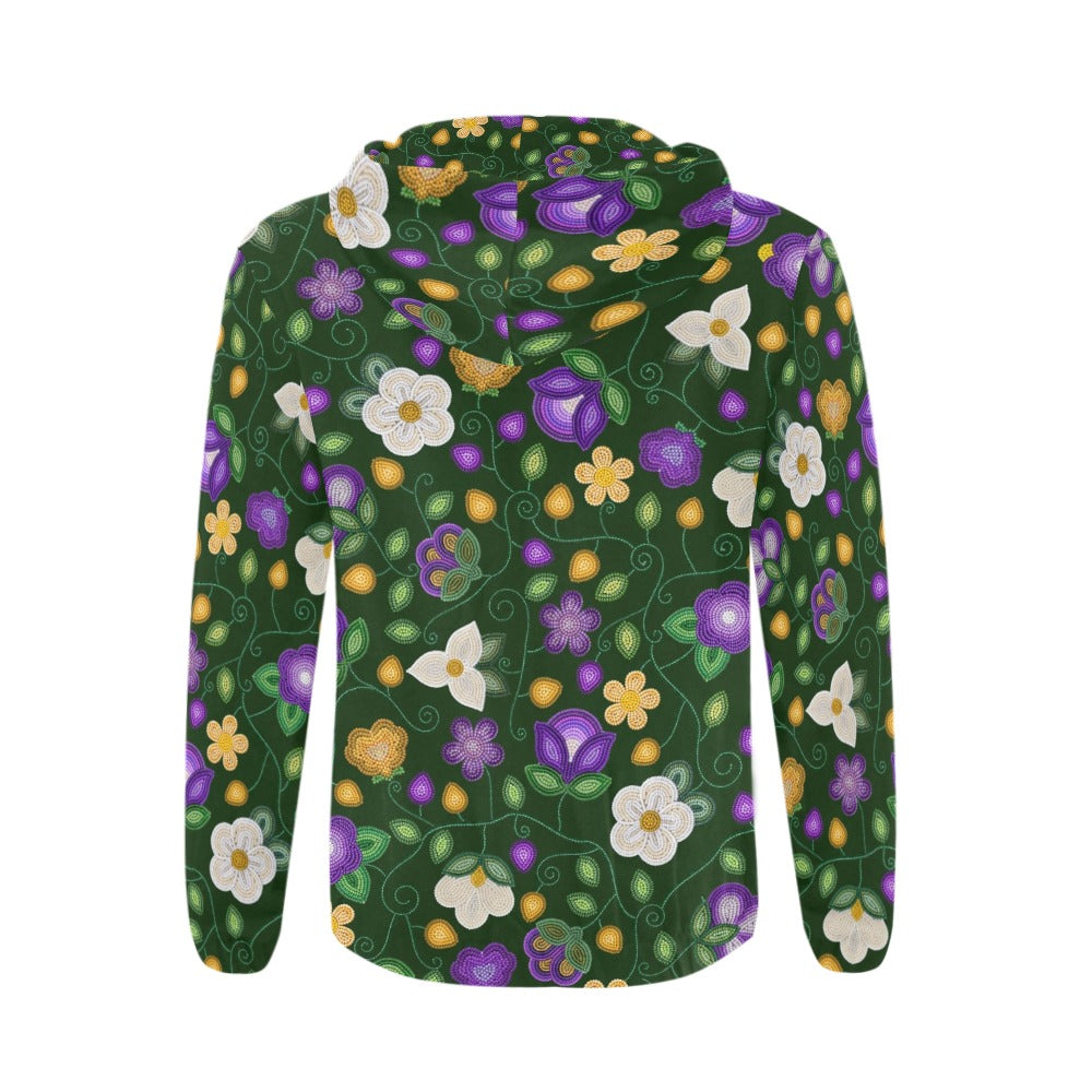 Midnight Moss Bloom Forest Men's Zipper Hoodie