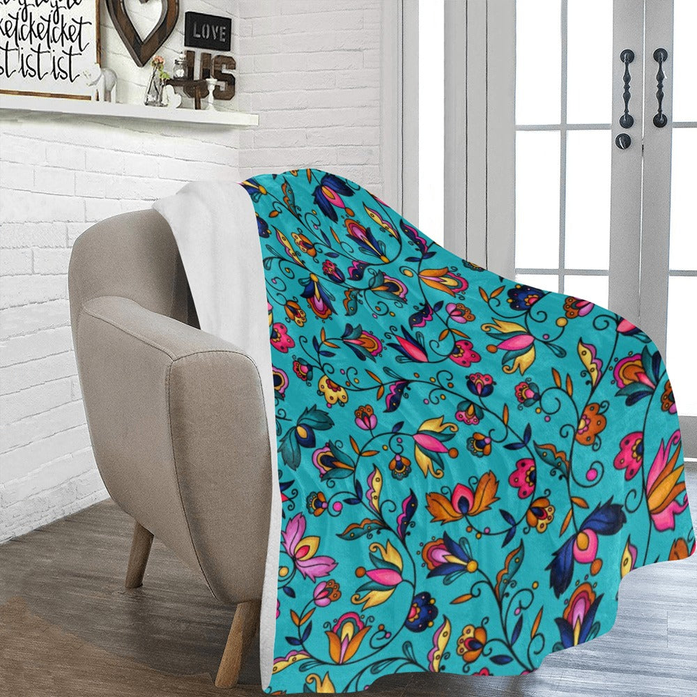 Copper Prairie Petals Turquoise Ultra-Soft Micro Fleece Blanket 60"x80"