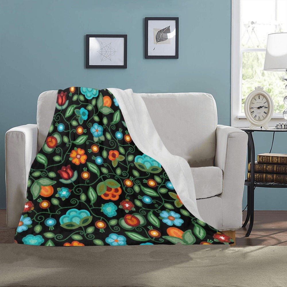 Prairie Fire Petals Black Ultra-Soft Micro Fleece Blanket 40"x50"