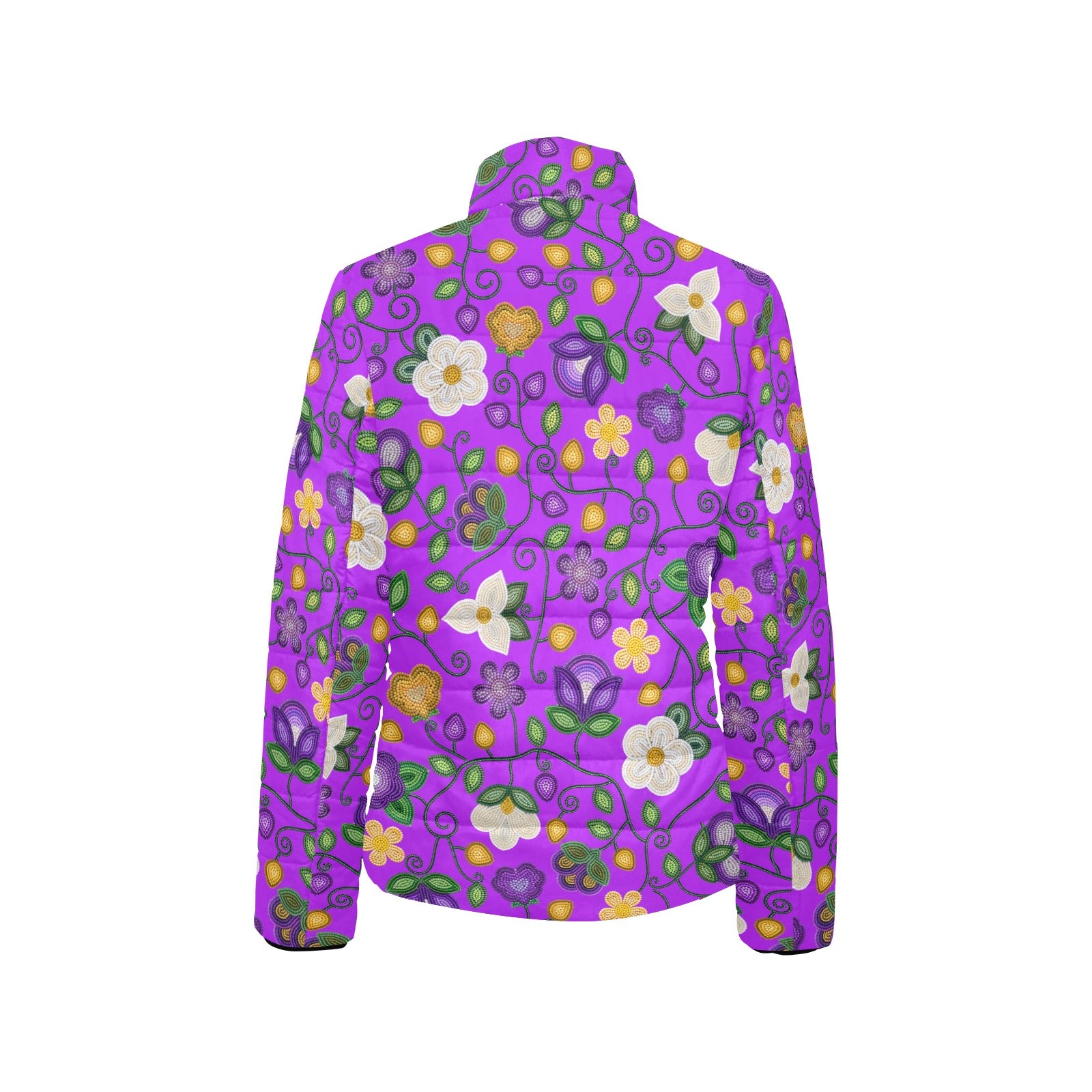 Midnight Moss Bloom Purple Women's Stand Collar Padded Jacket