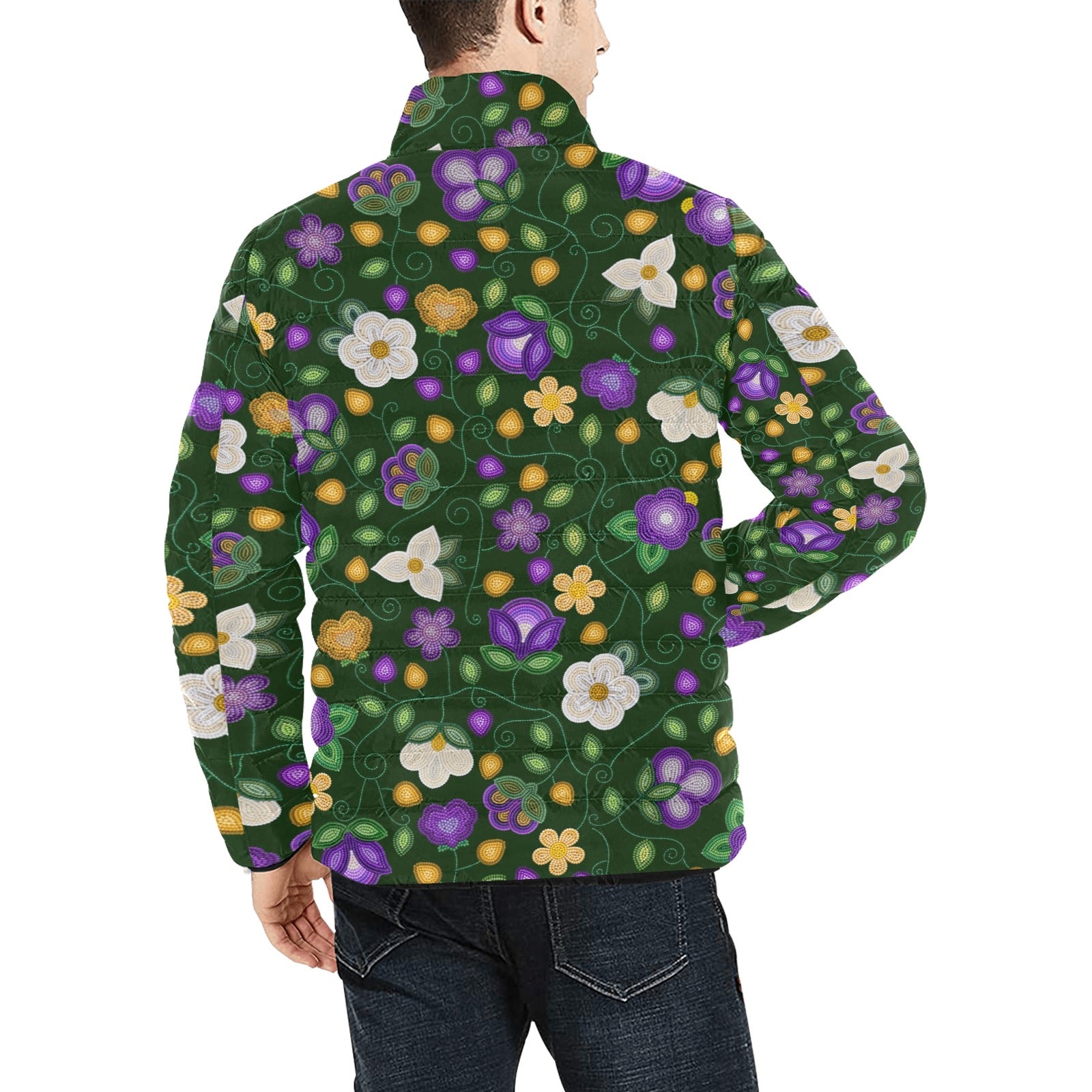 Midnight Moss Bloom Forest Men's Padded Jacket