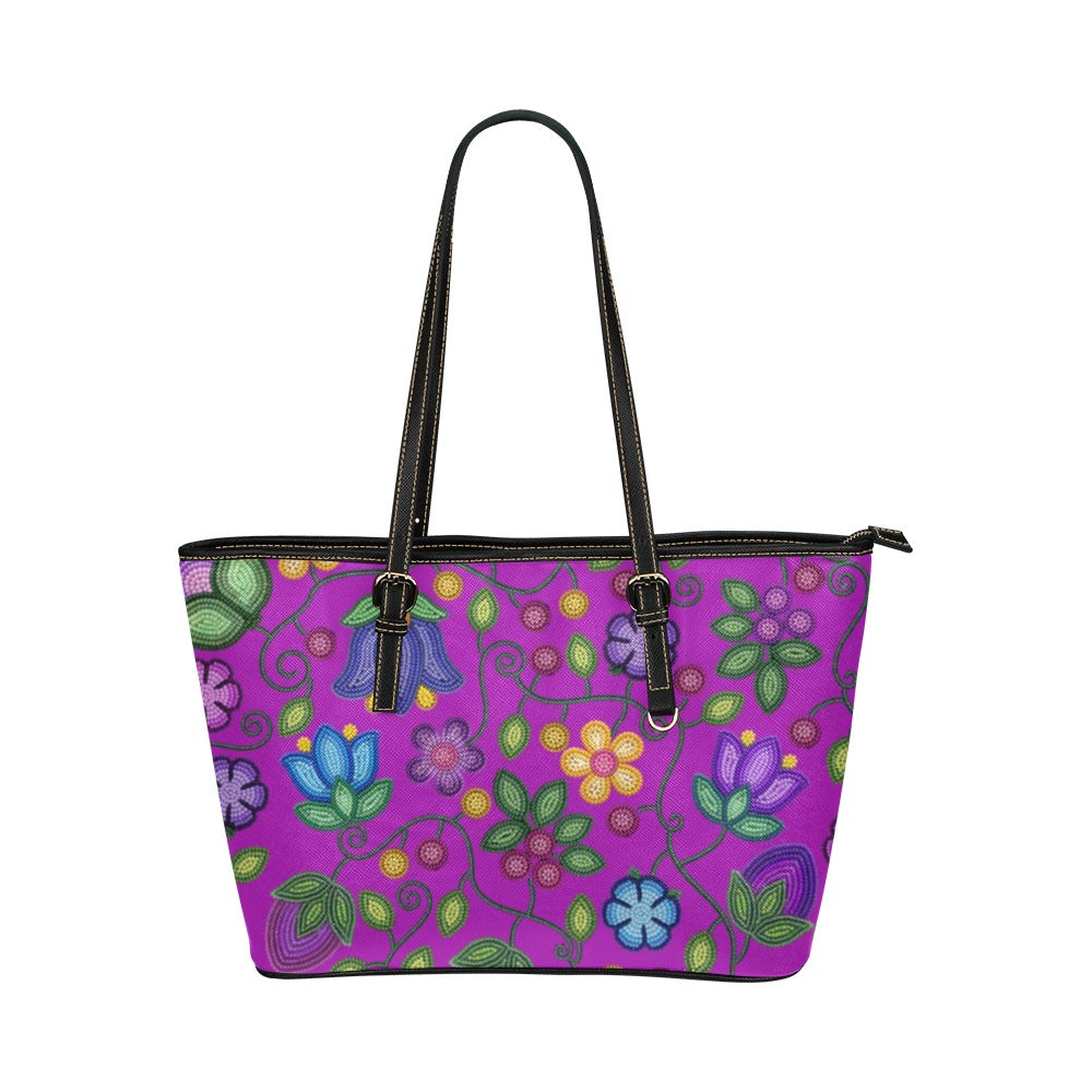 Bloom Uplift Purple Leather Tote Bag/Large