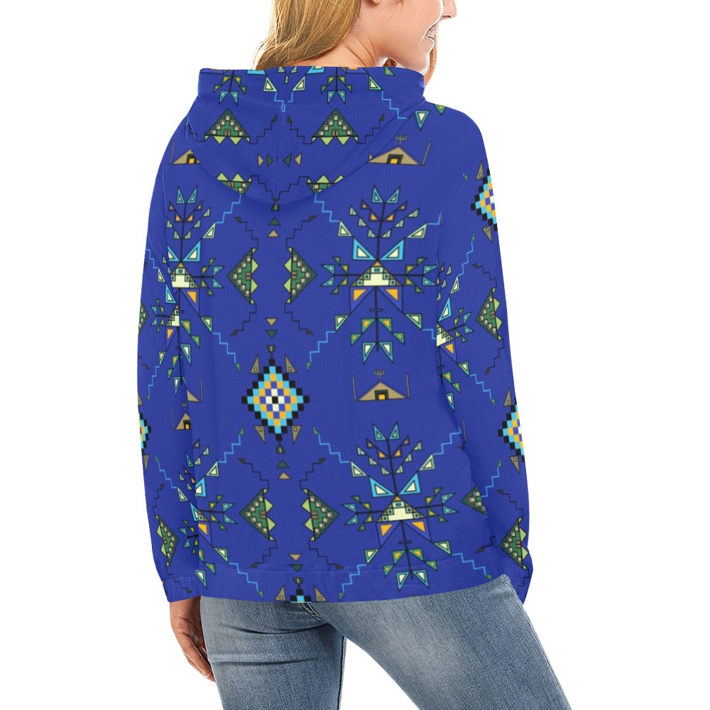 Bear Shield Dark Blue Hoodie for Women (USA Size)