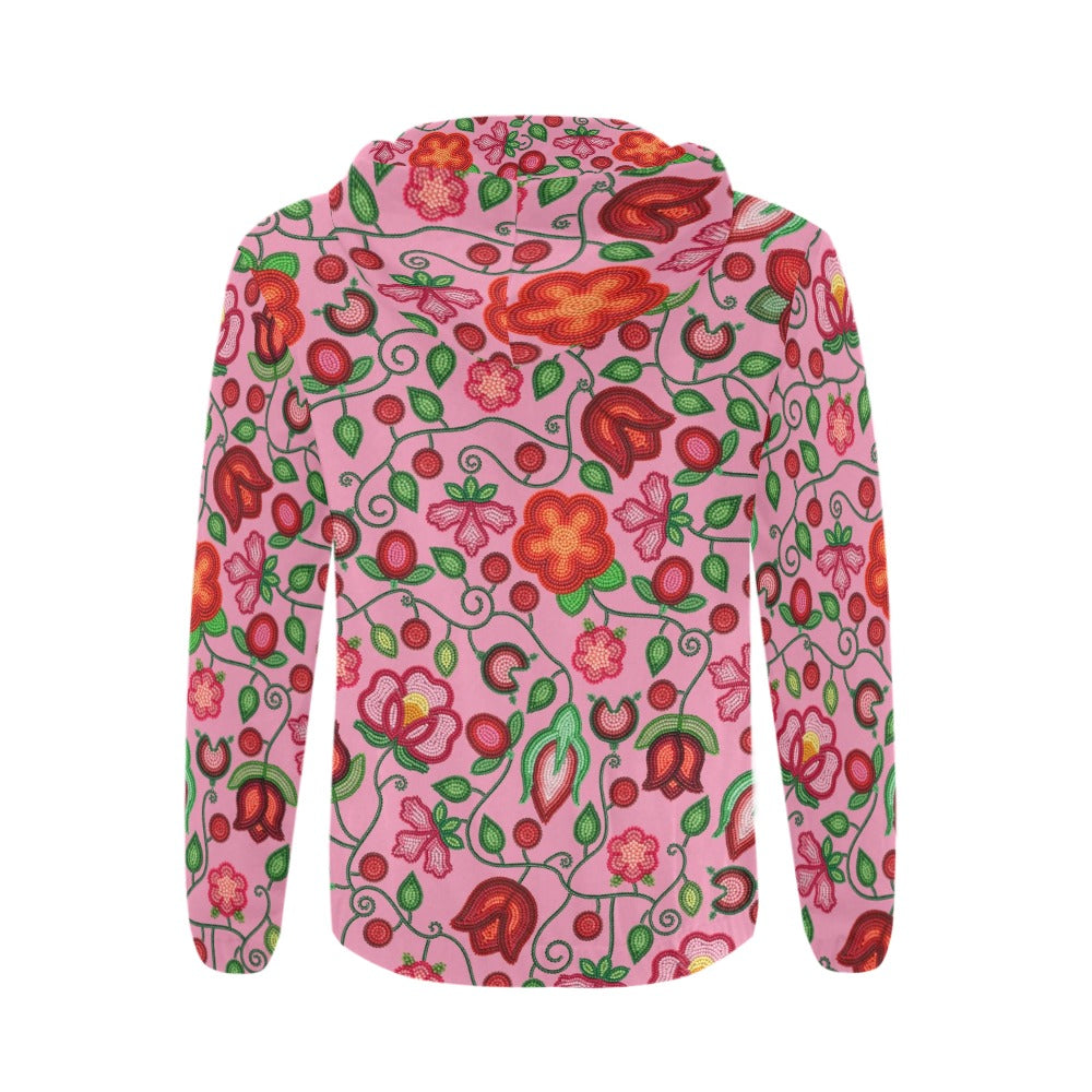 Rose Reverie Pink Men's Zipper Hoodie