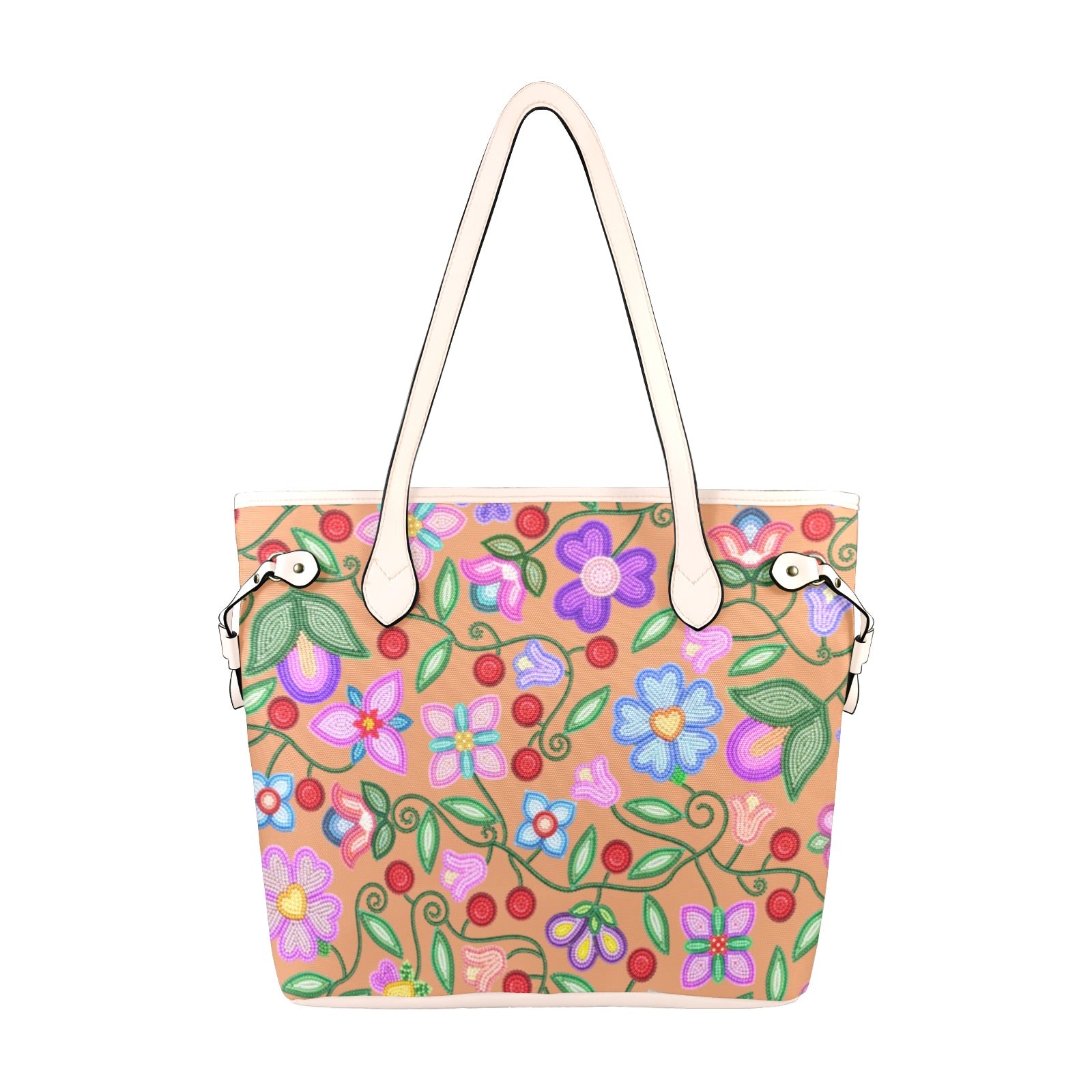 Petal Harmony Terracotta Clover Canvas Tote Bag