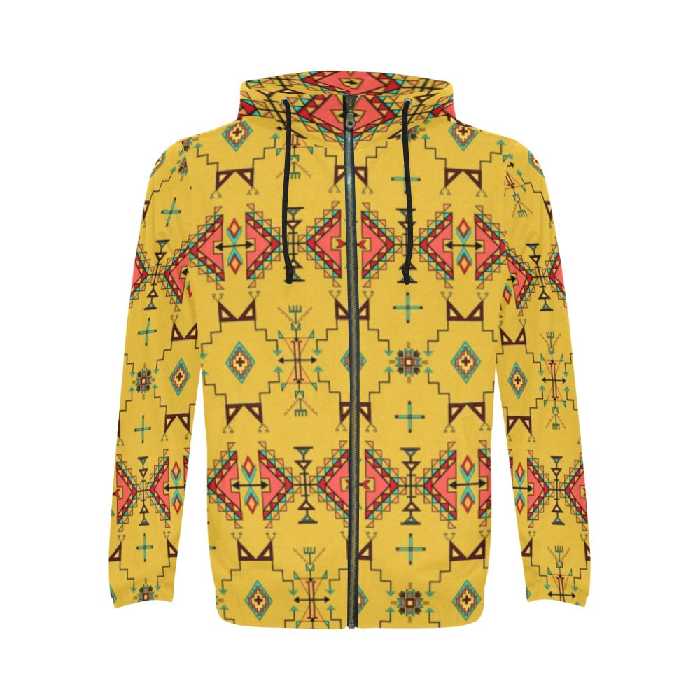 Thunder Flight Yellow Men's Zipper Hoodie