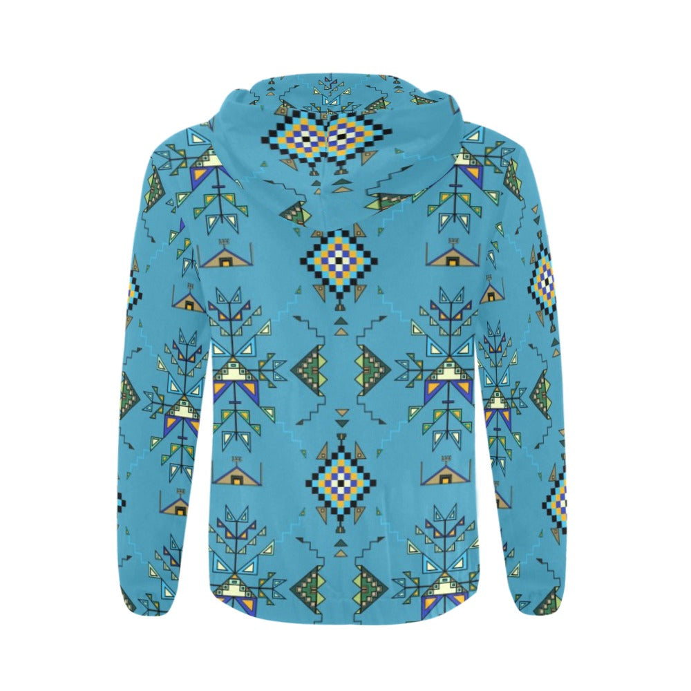Bear Shield Blue Men's Zipper Hoodie