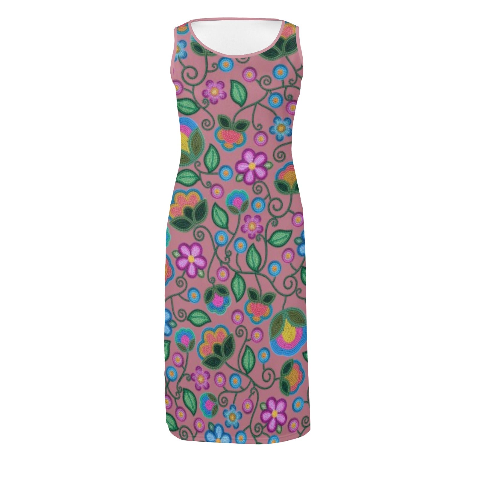 Turquoise Sunbeam Peach Phaedra Sleeveless Open Fork Long Dress