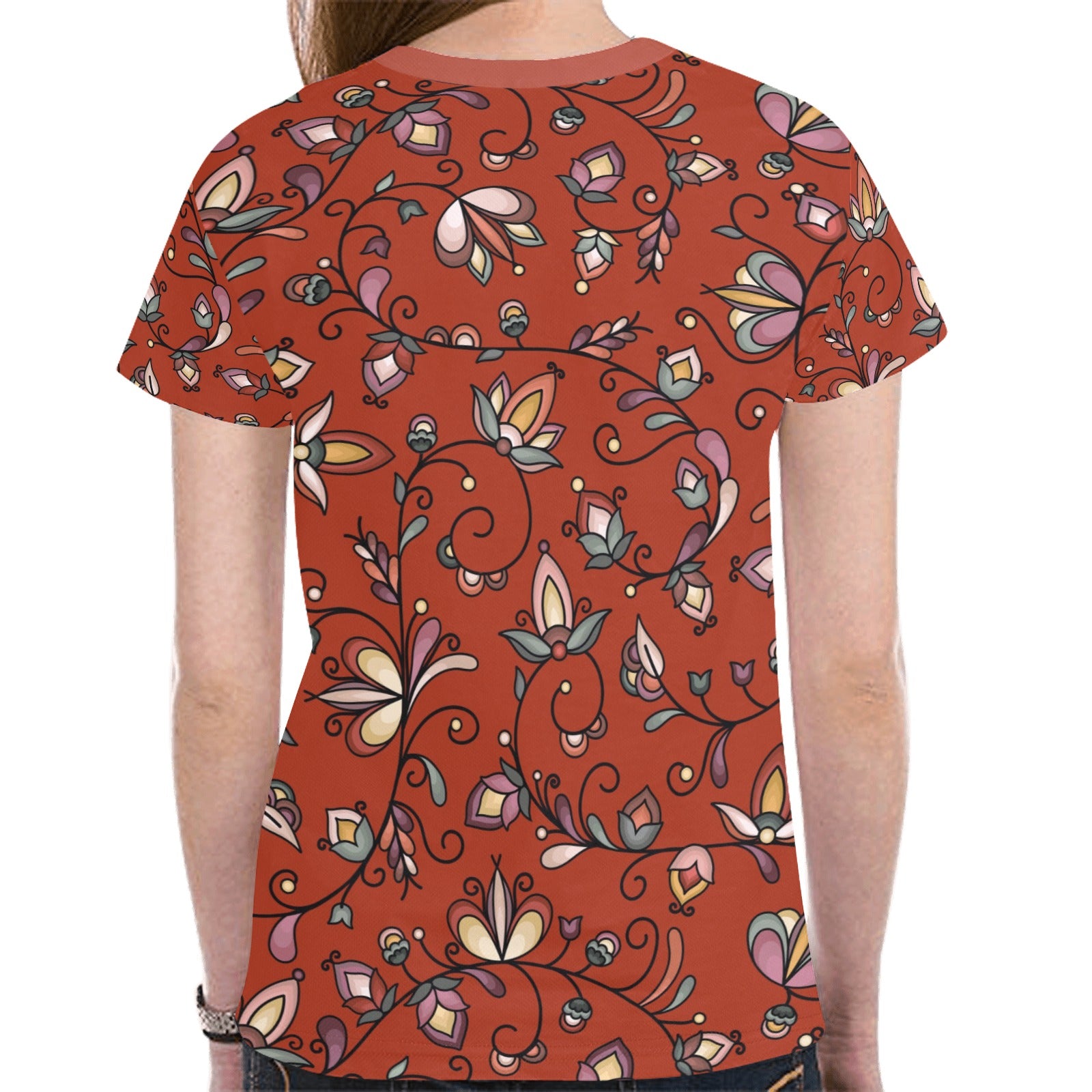 Burnt Sky Petals Red T-shirt for Women