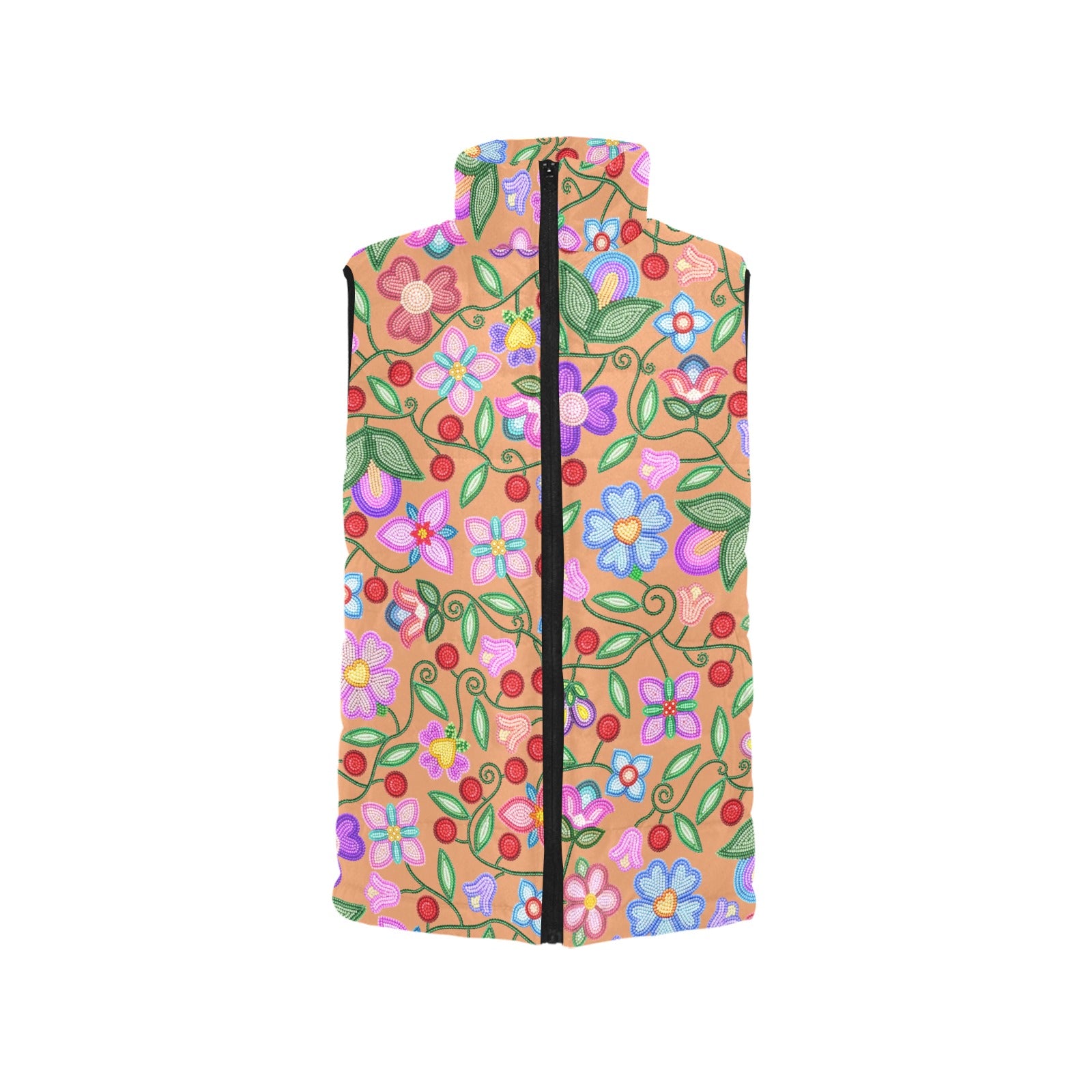 Petal Harmony Terracotta Women's Padded Vest Jacket
