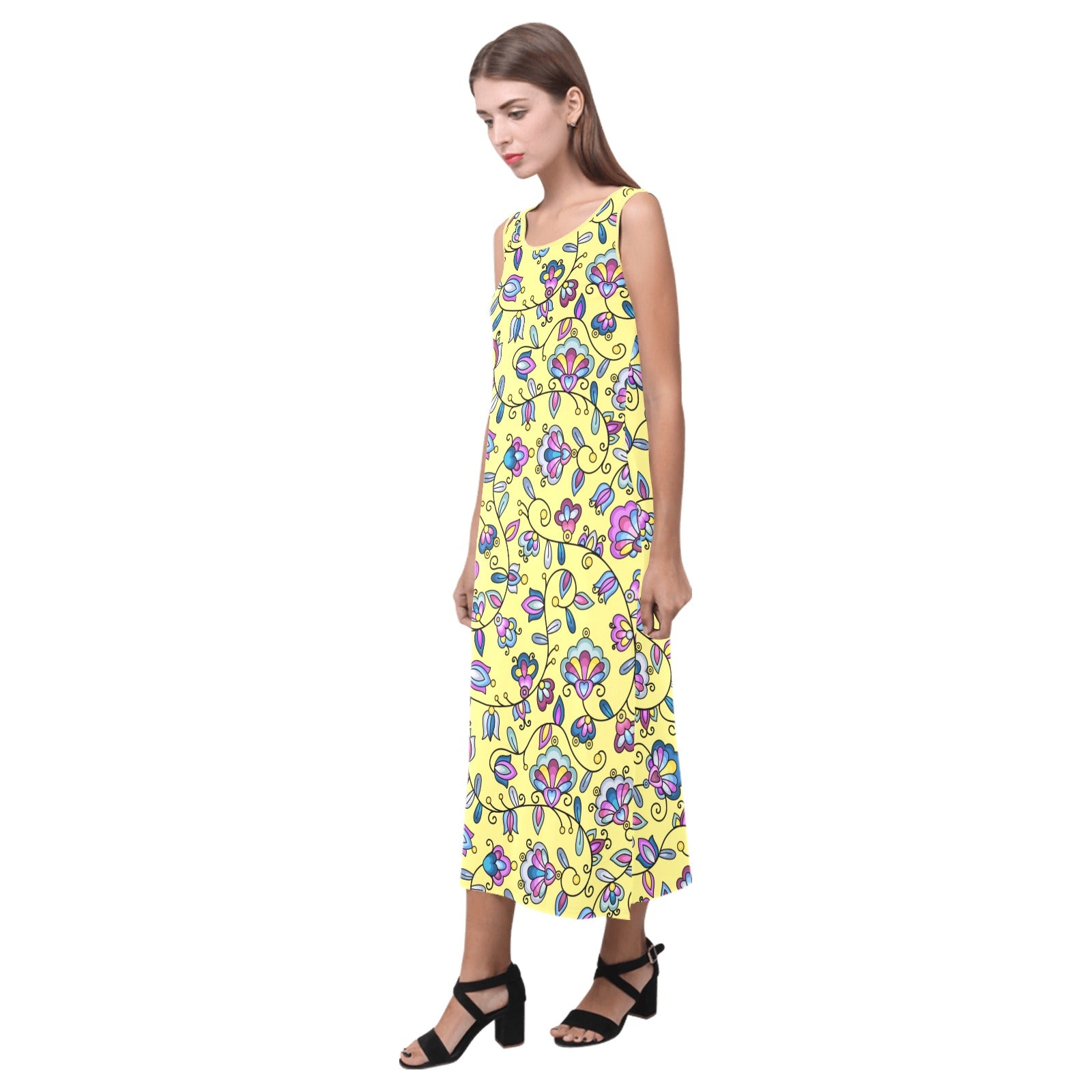 Autumn Bundle Blessing Yellow Phaedra Sleeveless Open Fork Long Dress