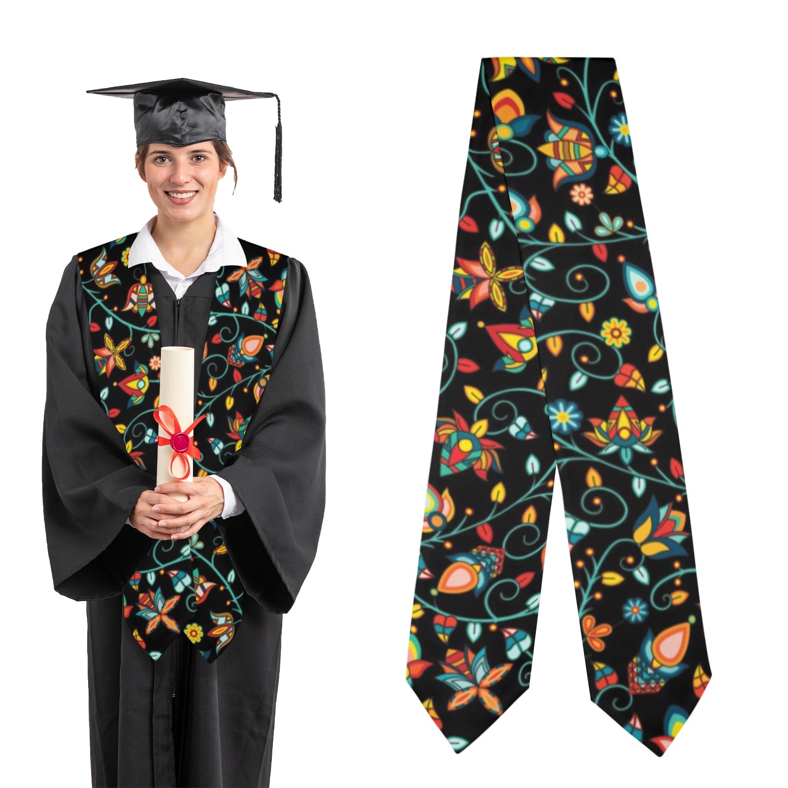 Thorny Path Black Graduation Stole