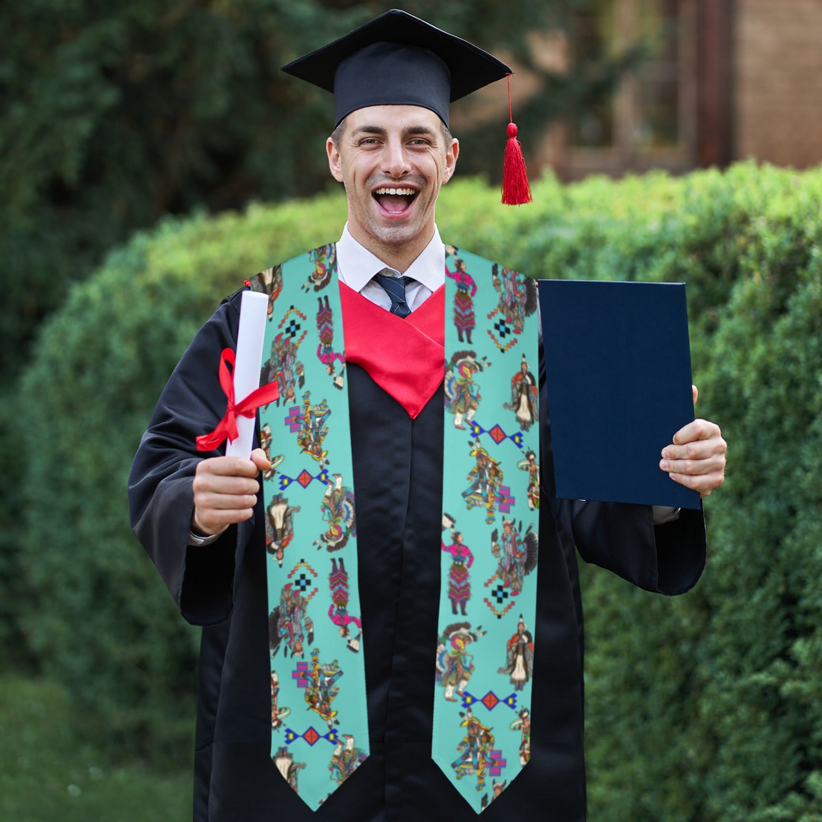 Grand Entry Dancers Eggshell Blue Graduation Stole