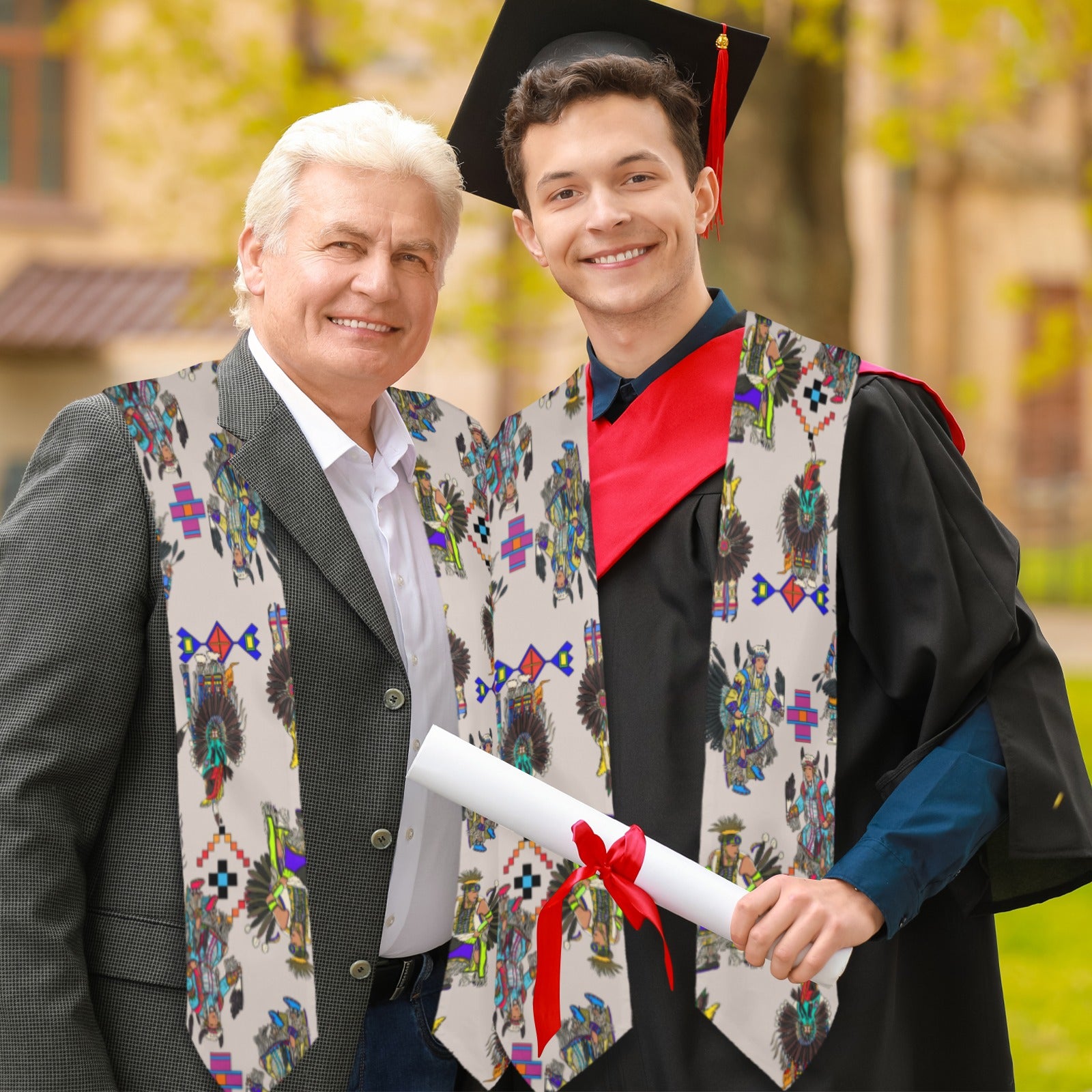 Men's Tradish Dancers Muslin White Graduation Stole