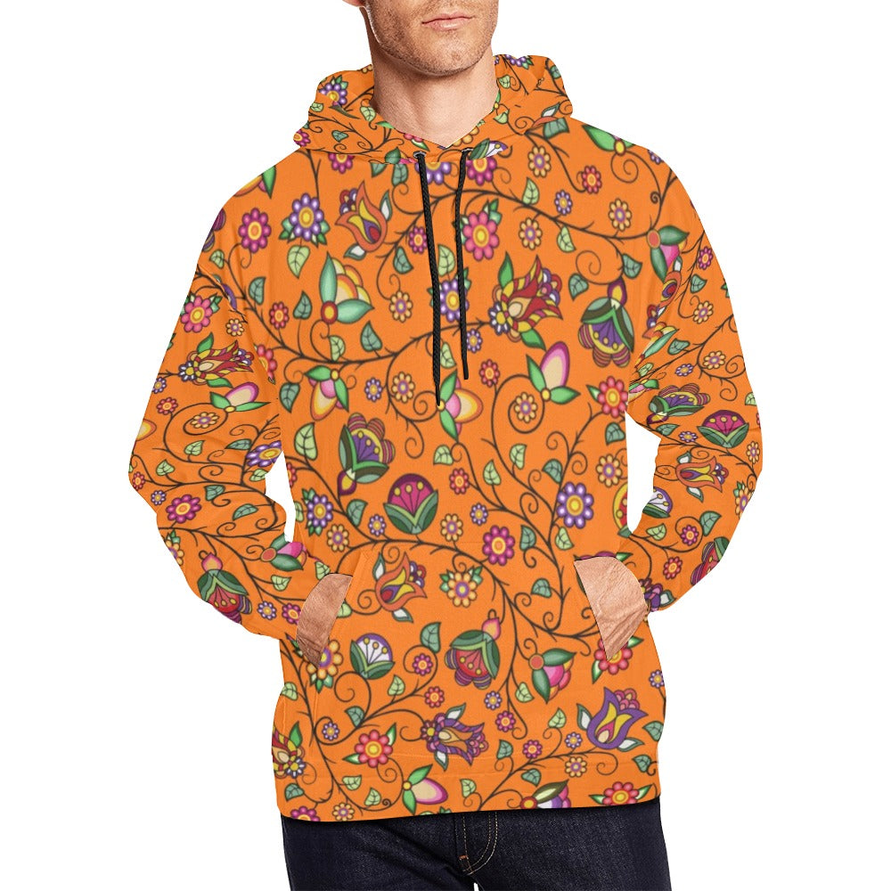 Heartbeat Petals Orange Hoodie for Men (USA Size)