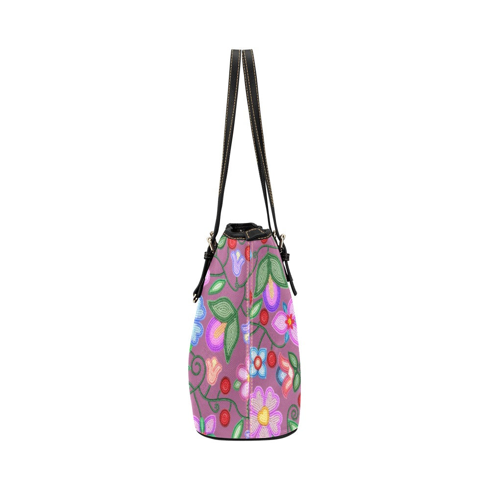 Petal Harmony Dusty Rose Leather Tote Bag/Large