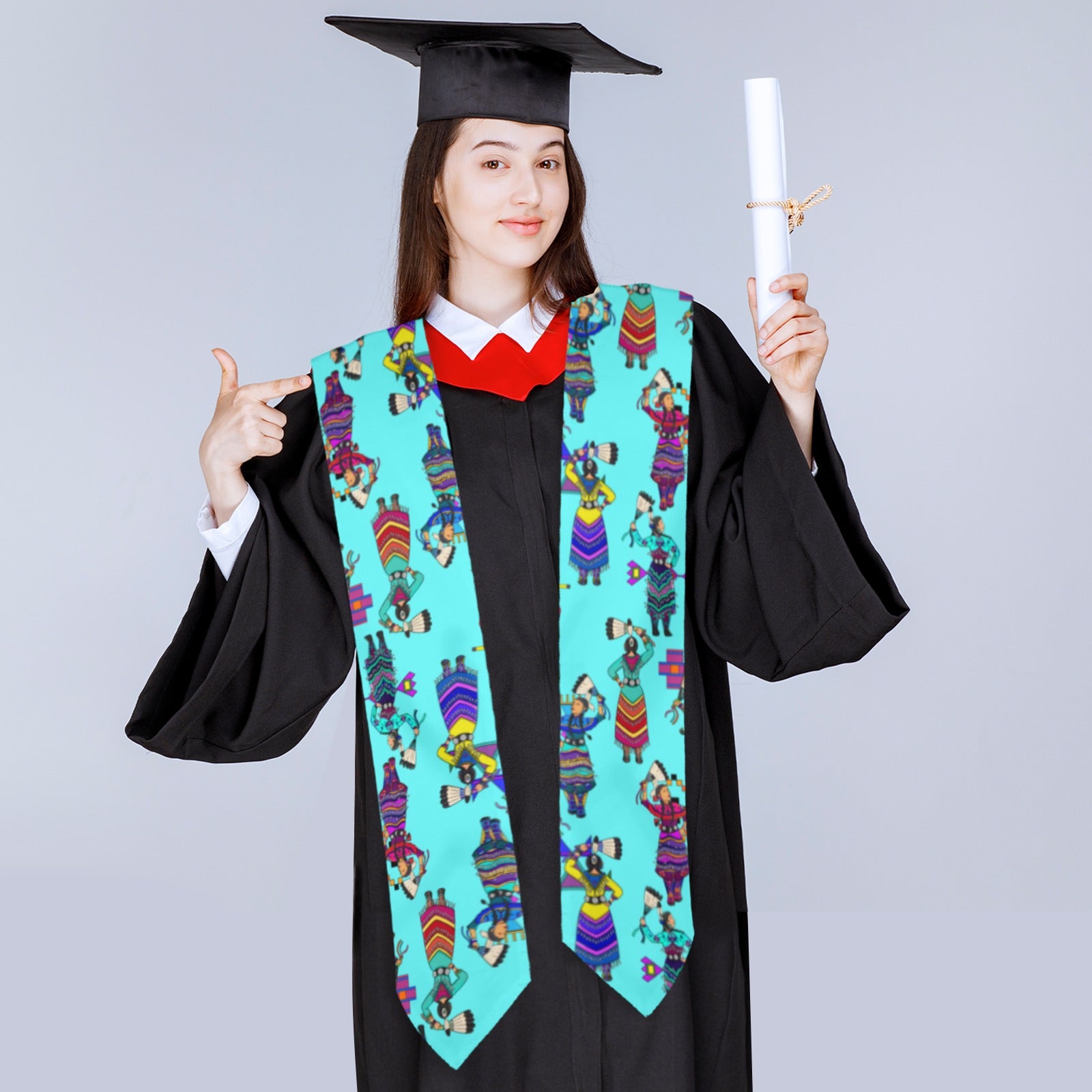 Women's Jingle Dancers Turquoise Graduation Stole