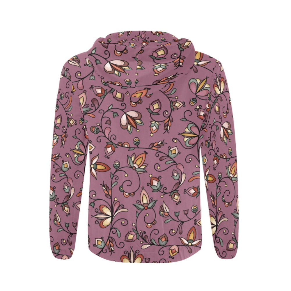 Burnt Sky Petals Magenta Men's Zipper Hoodie