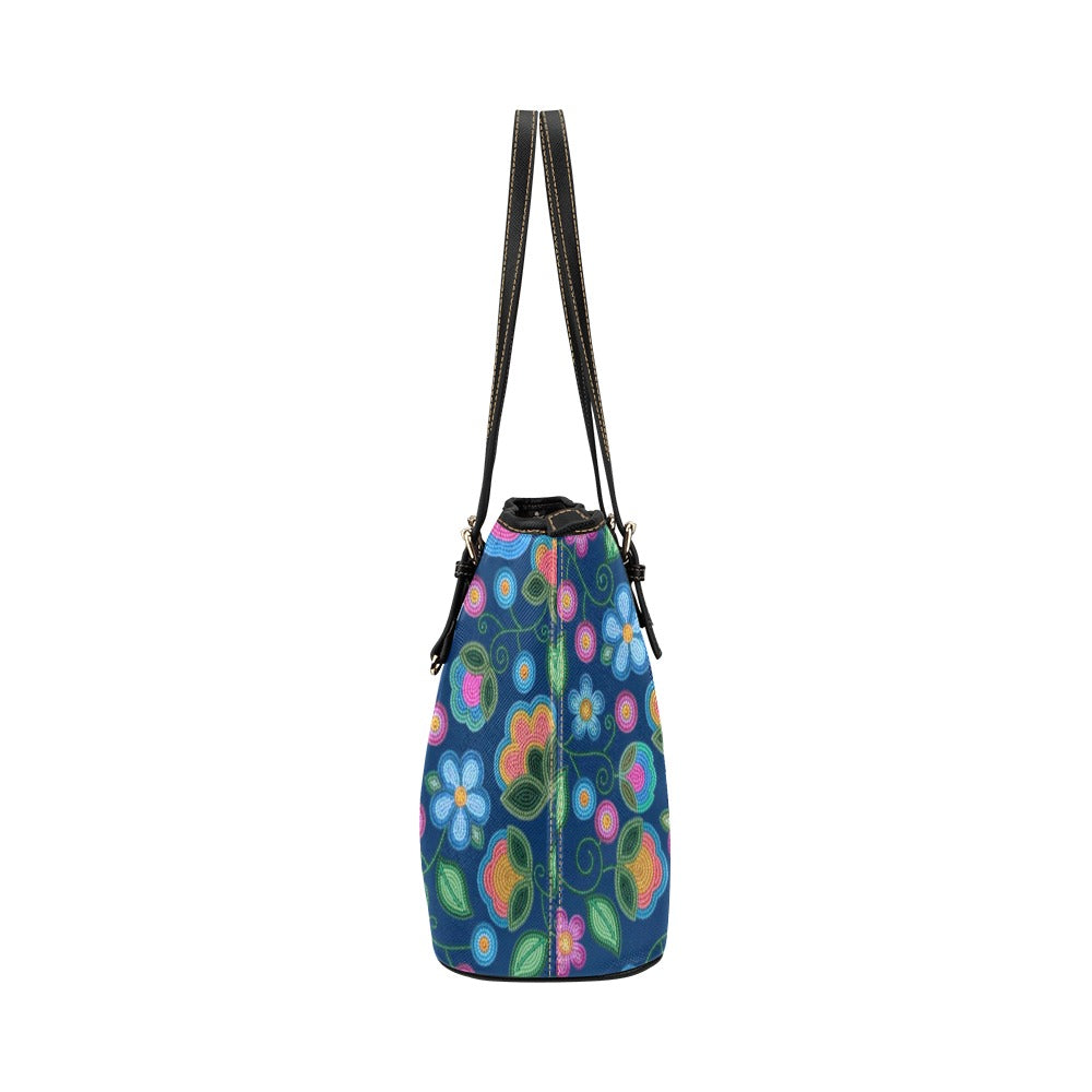 Turquoise Sunbeam Blue Leather Tote Bag/Large