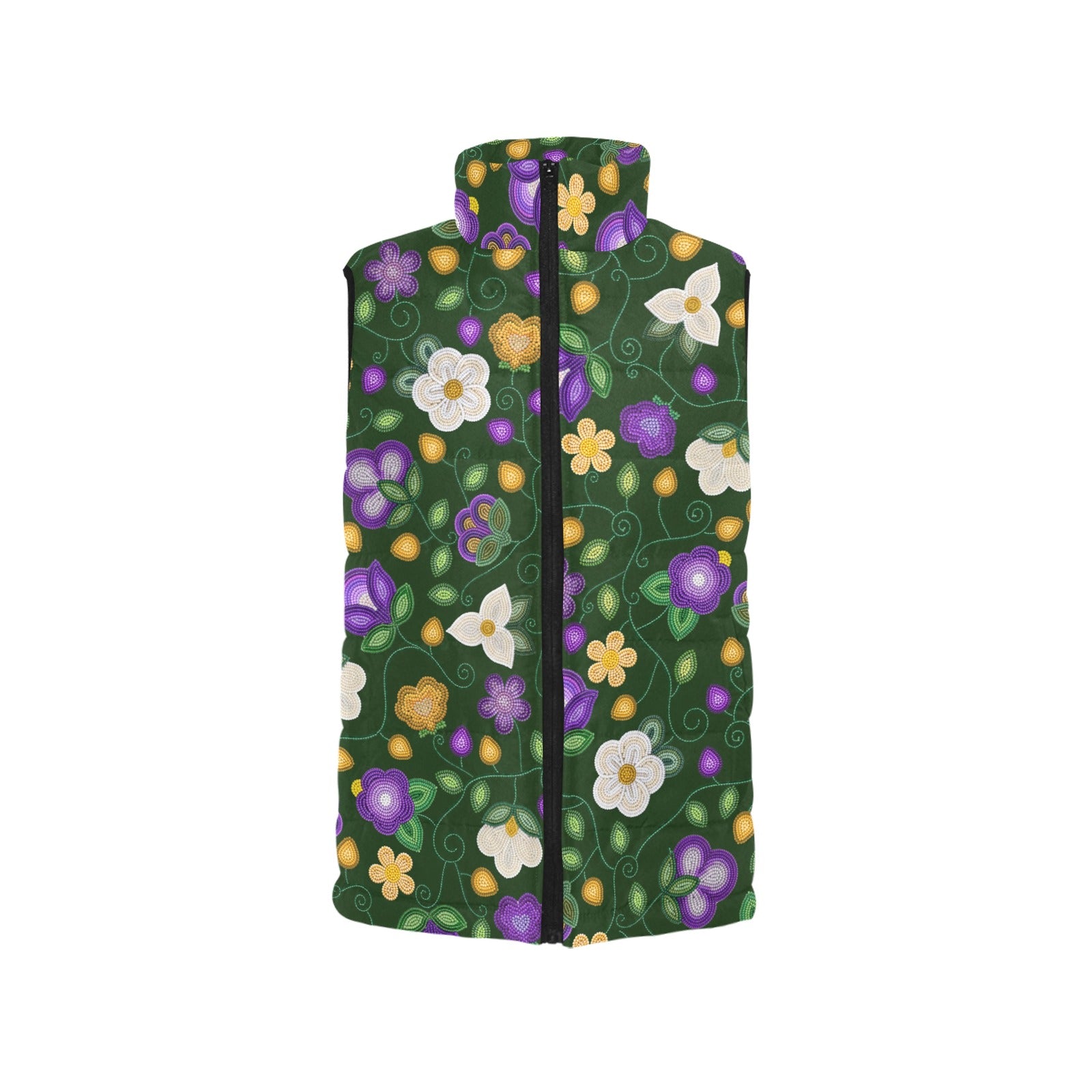 Midnight Moss Bloom Forest Women's Padded Vest Jacket