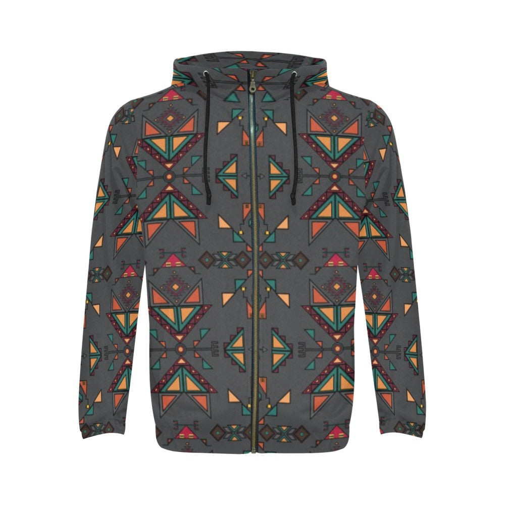 Arrow dawn Gray Men's Zipper Hoodie