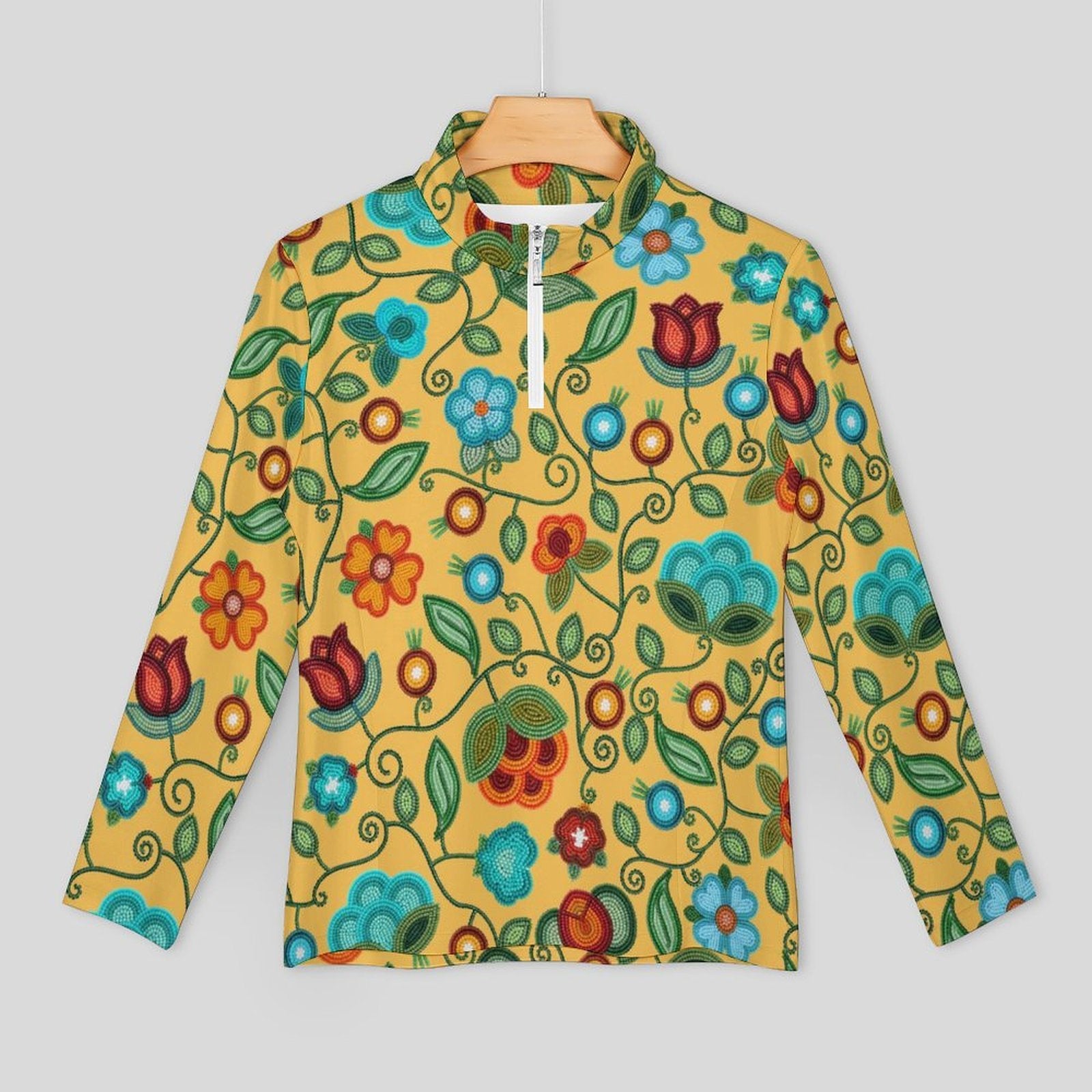 Prairie Fire Petals Honey Long Sleeve Yoga Shirt