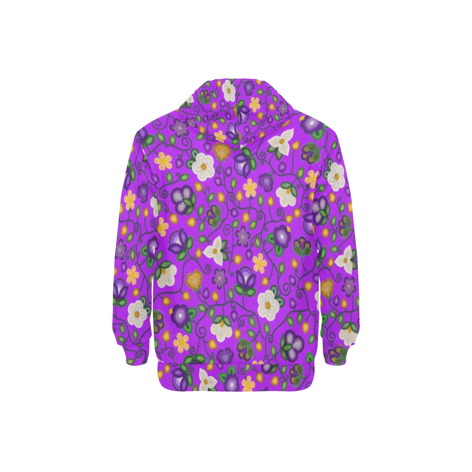Midnight Moss Bloom Purple Men's Long Sleeve Fleece Hoodie